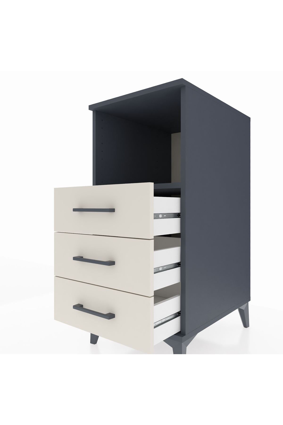 Kronos Komodin Tek Raflı 3 Çekmeceli 44x59x96 - S75M005V4C
