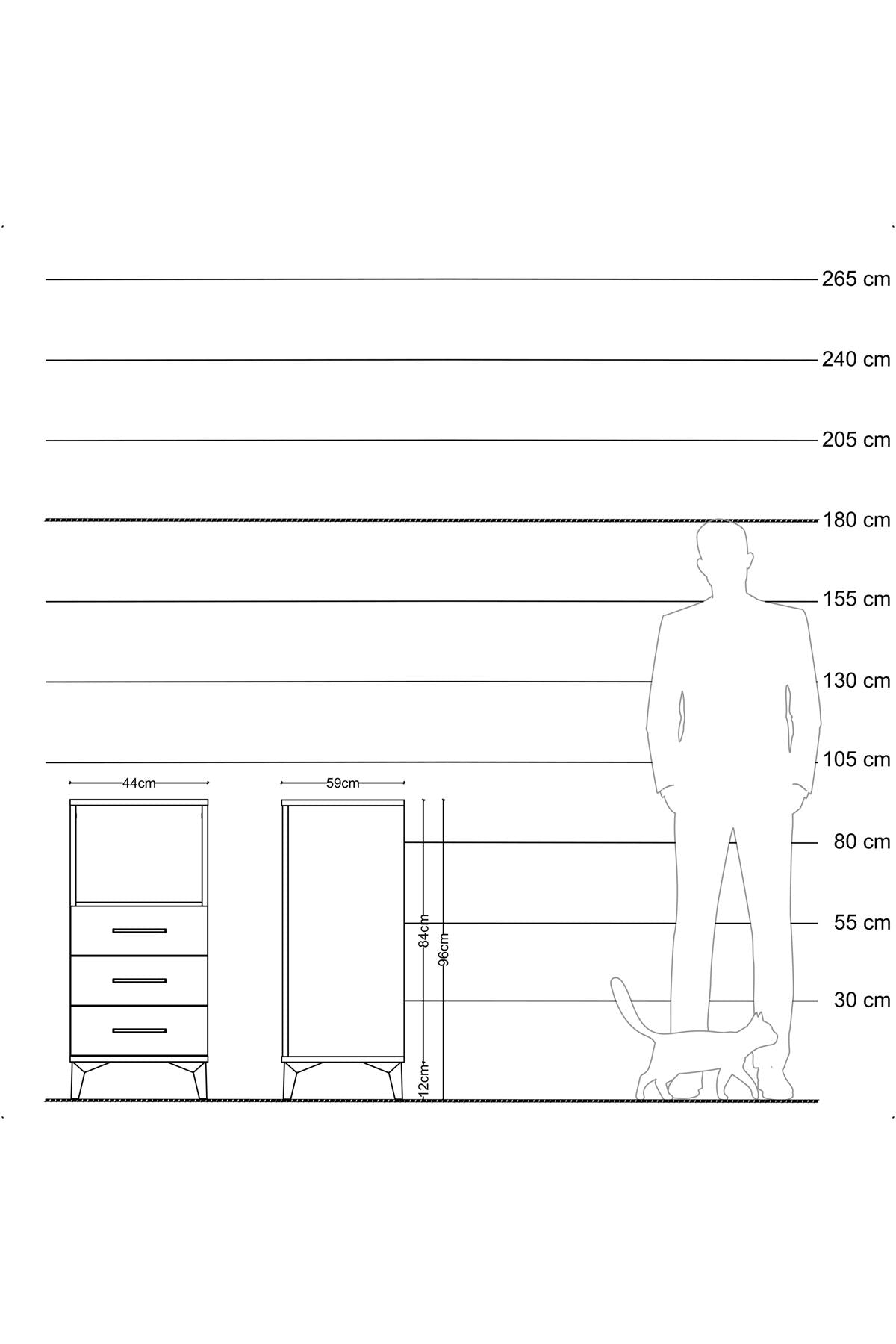 Kronos Komodin Tek Raflı 3 Çekmeceli 44x59x96 - S75M005V9C