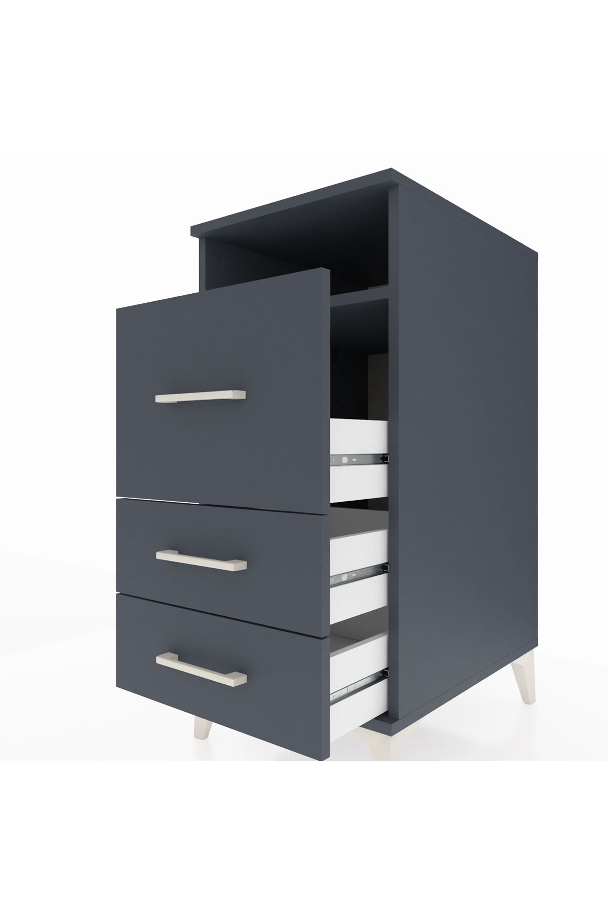 Kronos Komodin Tek Raflı 3 Çekmeceli 44x59x96 - S75M009V5C