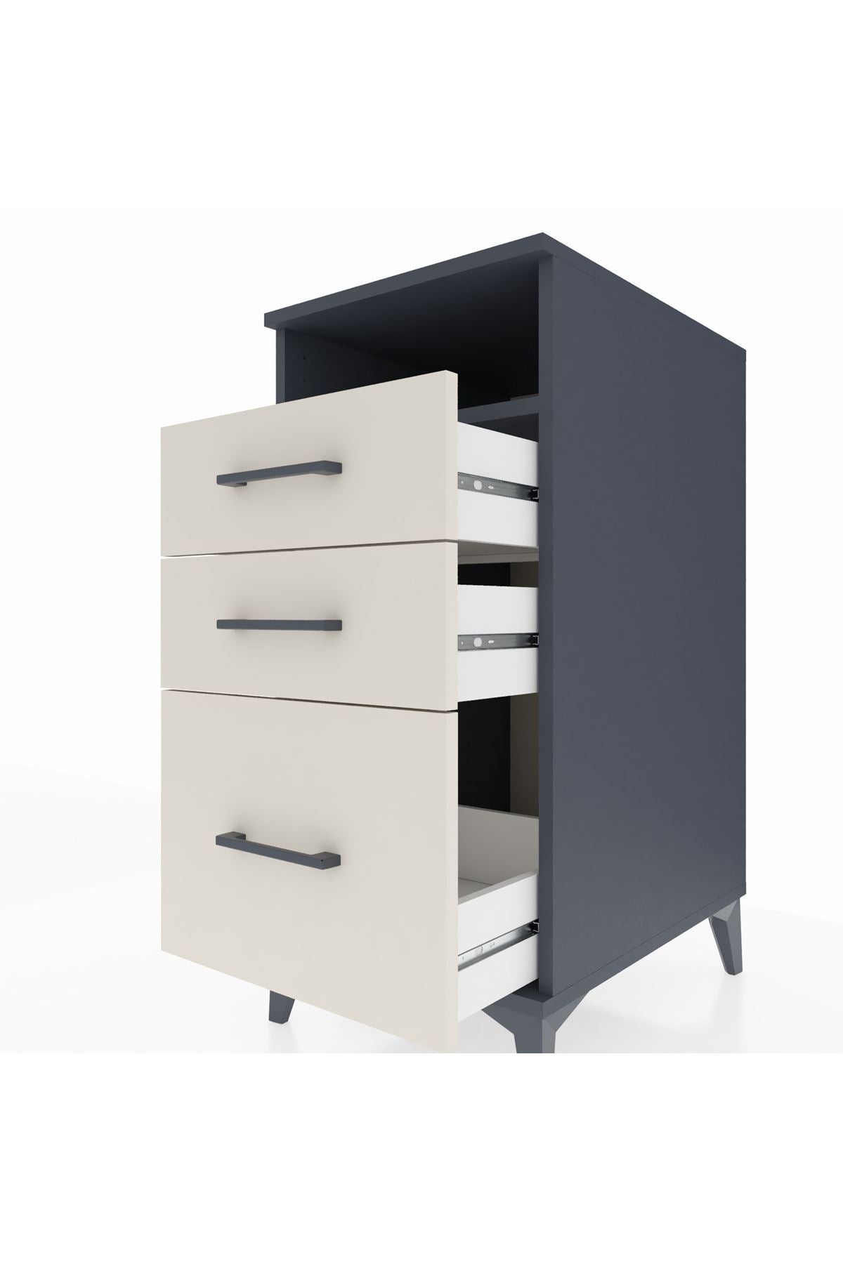 Kronos Komodin Tek Raflı 3 Çekmeceli 44x59x96 - S75M010V4C