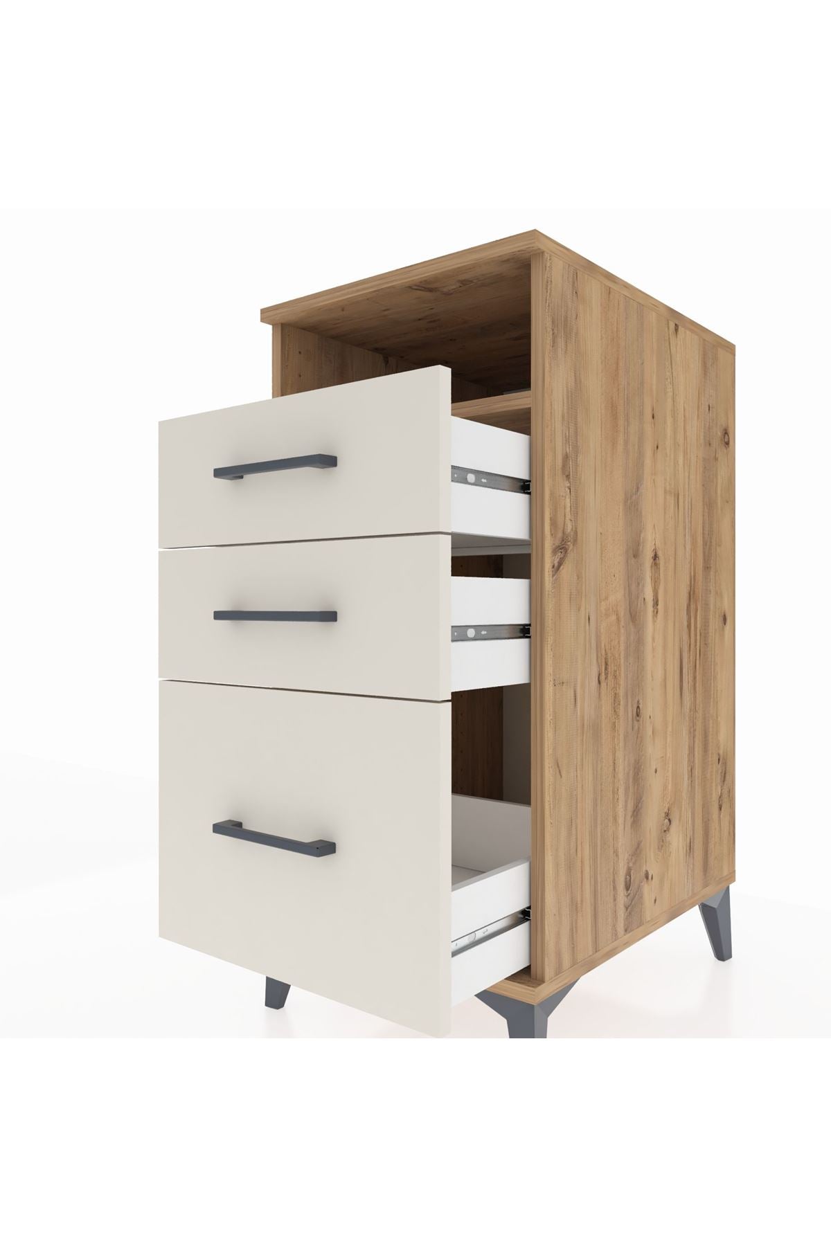 Kronos Komodin Tek Raflı 3 Çekmeceli 44x59x96 - S75M010V7C