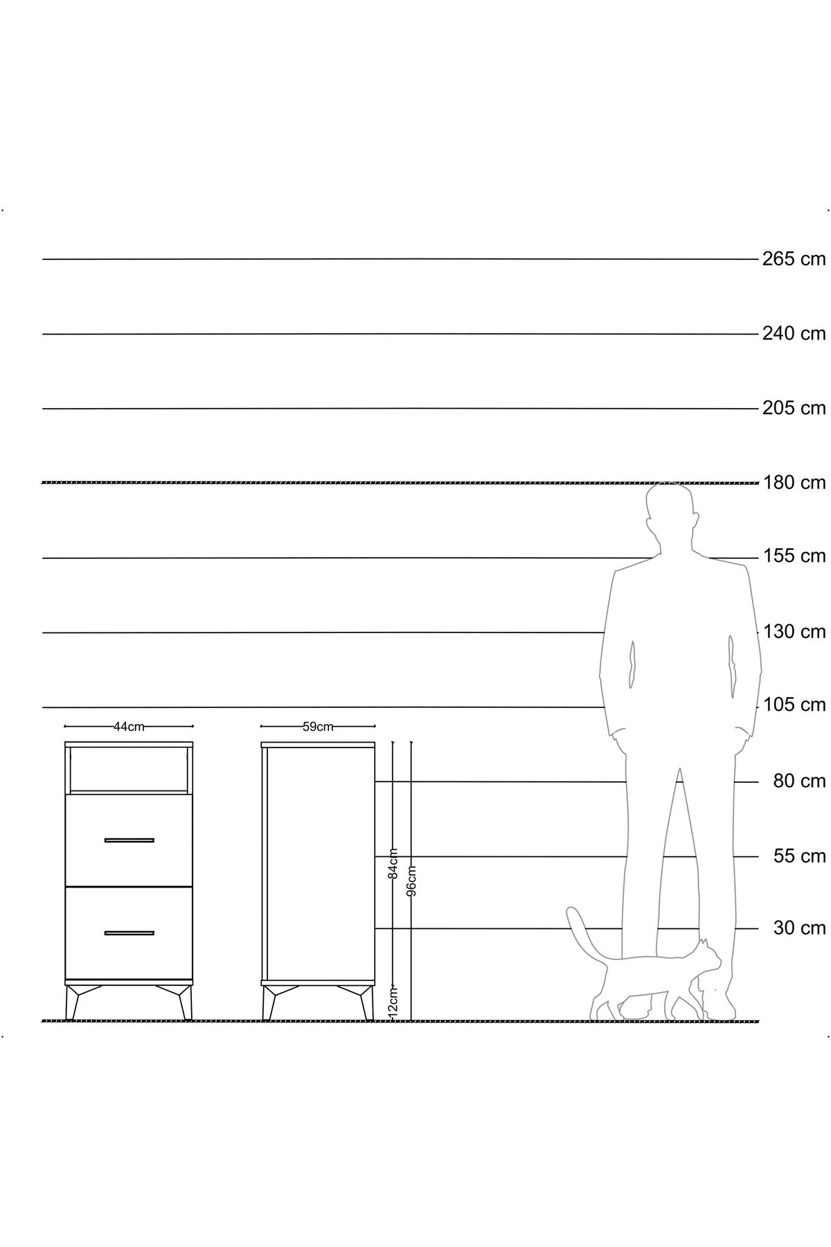 Kronos Komodin Tek Raflı 2 Çekmeceli 44x59x96 - S75M014V2C