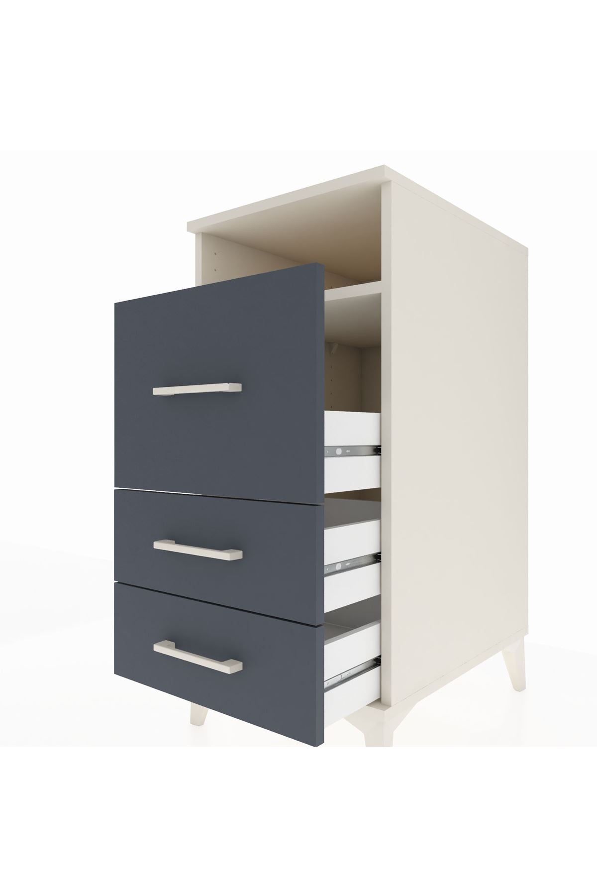 Kronos Komodin Tek Raflı 3 Çekmeceli 44x59x96 - S75M016V2C