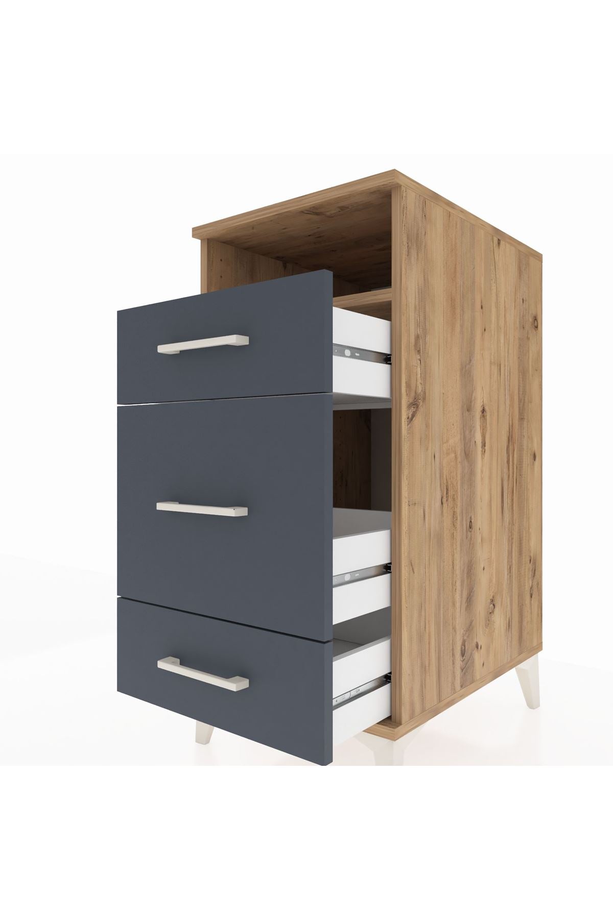 Kronos Komodin Tek Raflı 3 Çekmeceli 44x59x96 - S75M018V8C