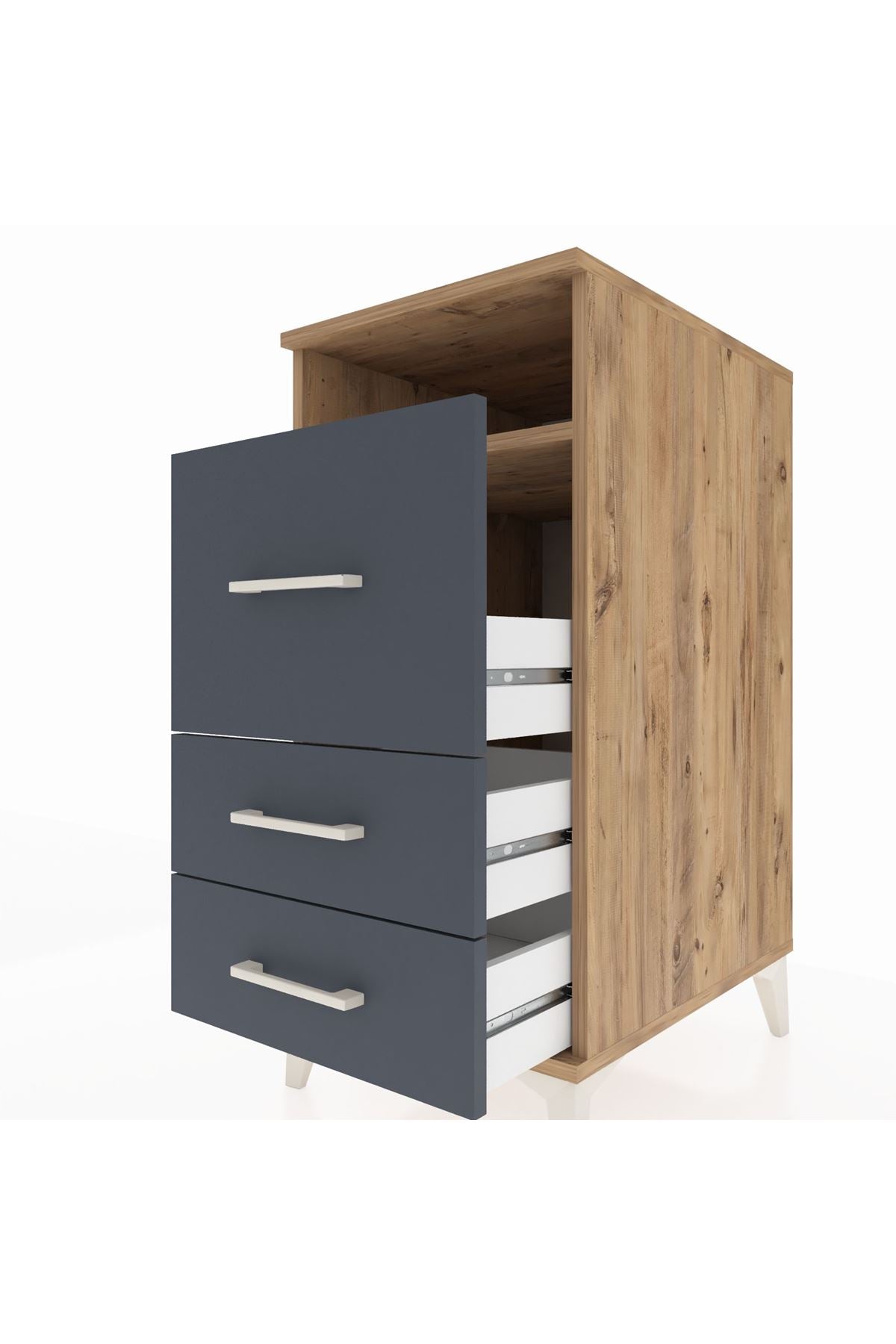 Kronos Komodin Tek Raflı 3 Çekmeceli 44x59x96 - S75M019V8C