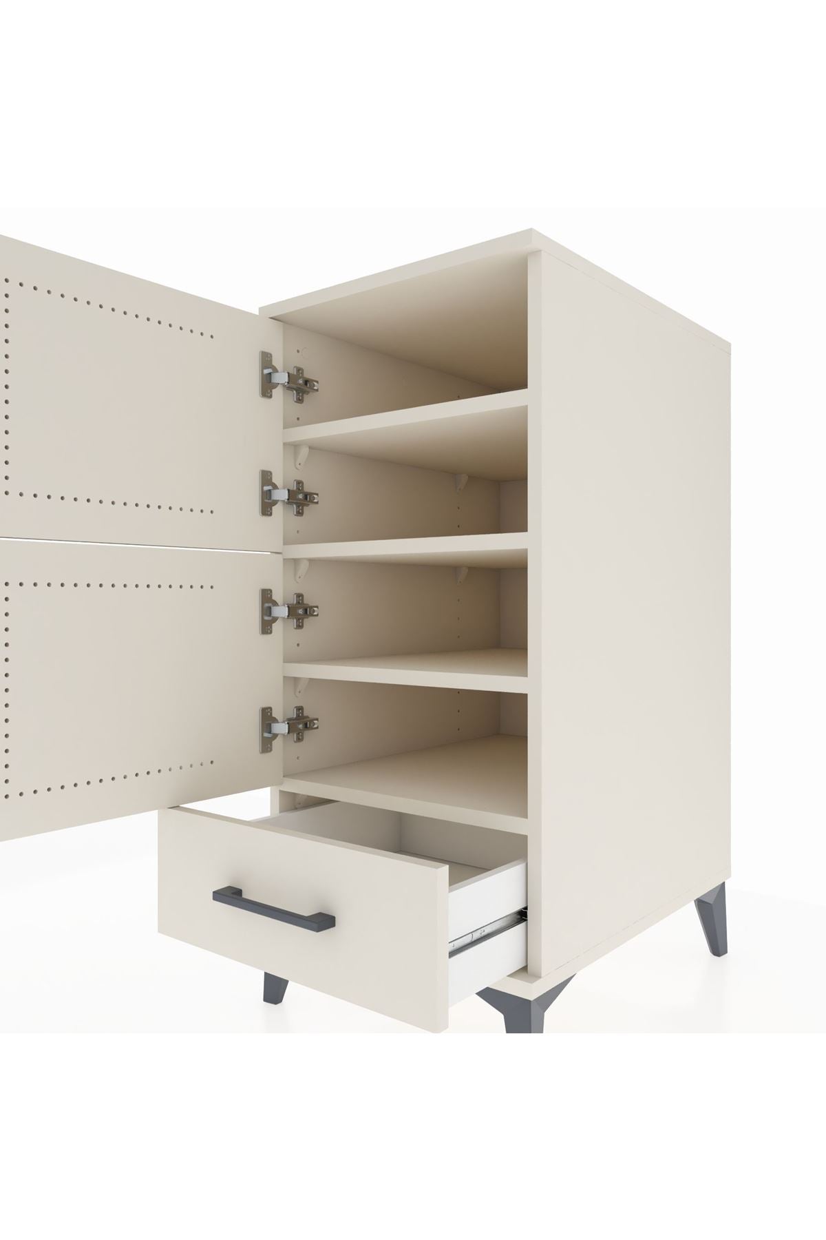 Kronos Komodin 4 Raflı Tek Çekmeceli Tek Kapaklı 44x59x96 - S75M020V1C