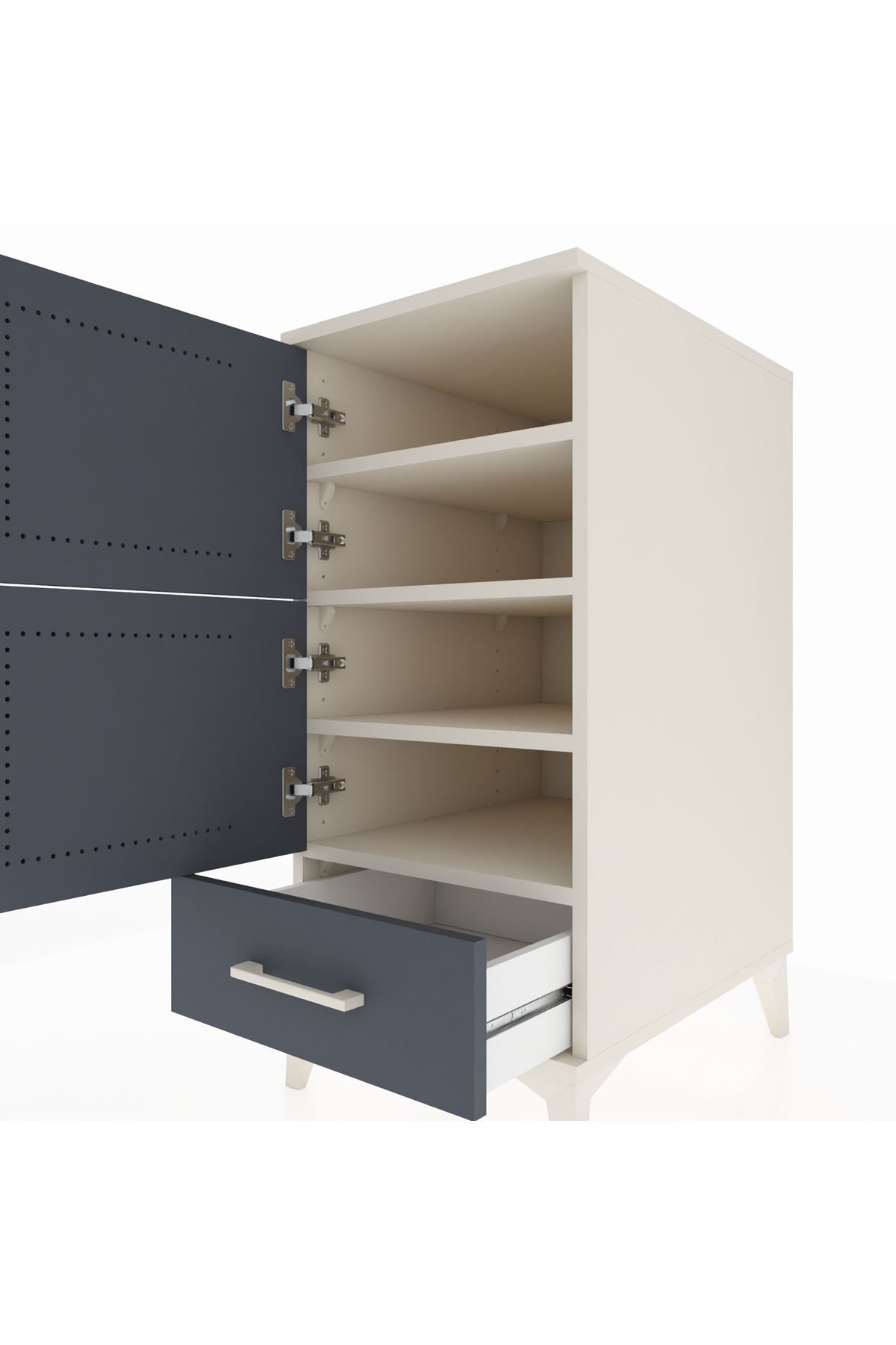Kronos Komodin 4 Raflı Tek Çekmeceli Tek Kapaklı 44x59x96 - S75M020V2C