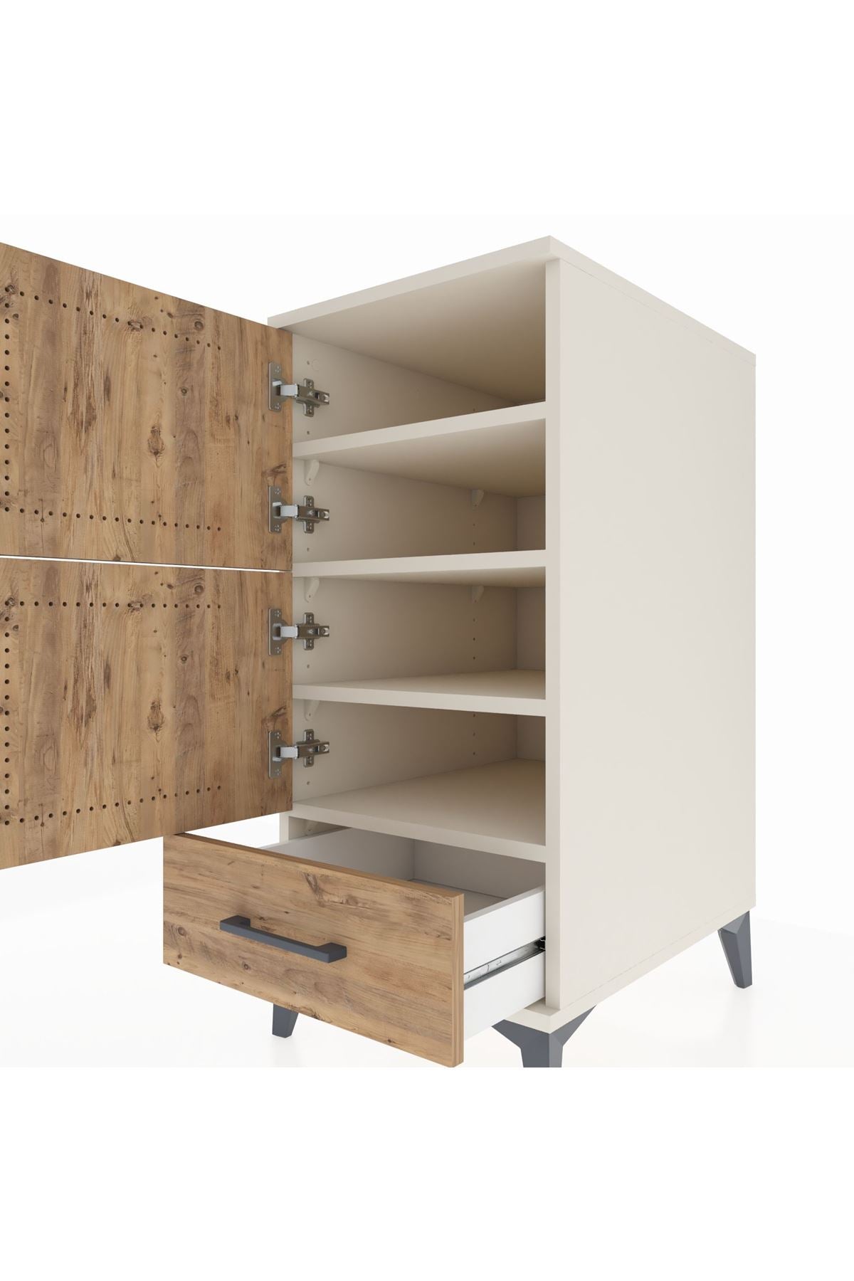 Kronos Komodin 4 Raflı Tek Çekmeceli Tek Kapaklı 44x59x96 - S75M020V3C