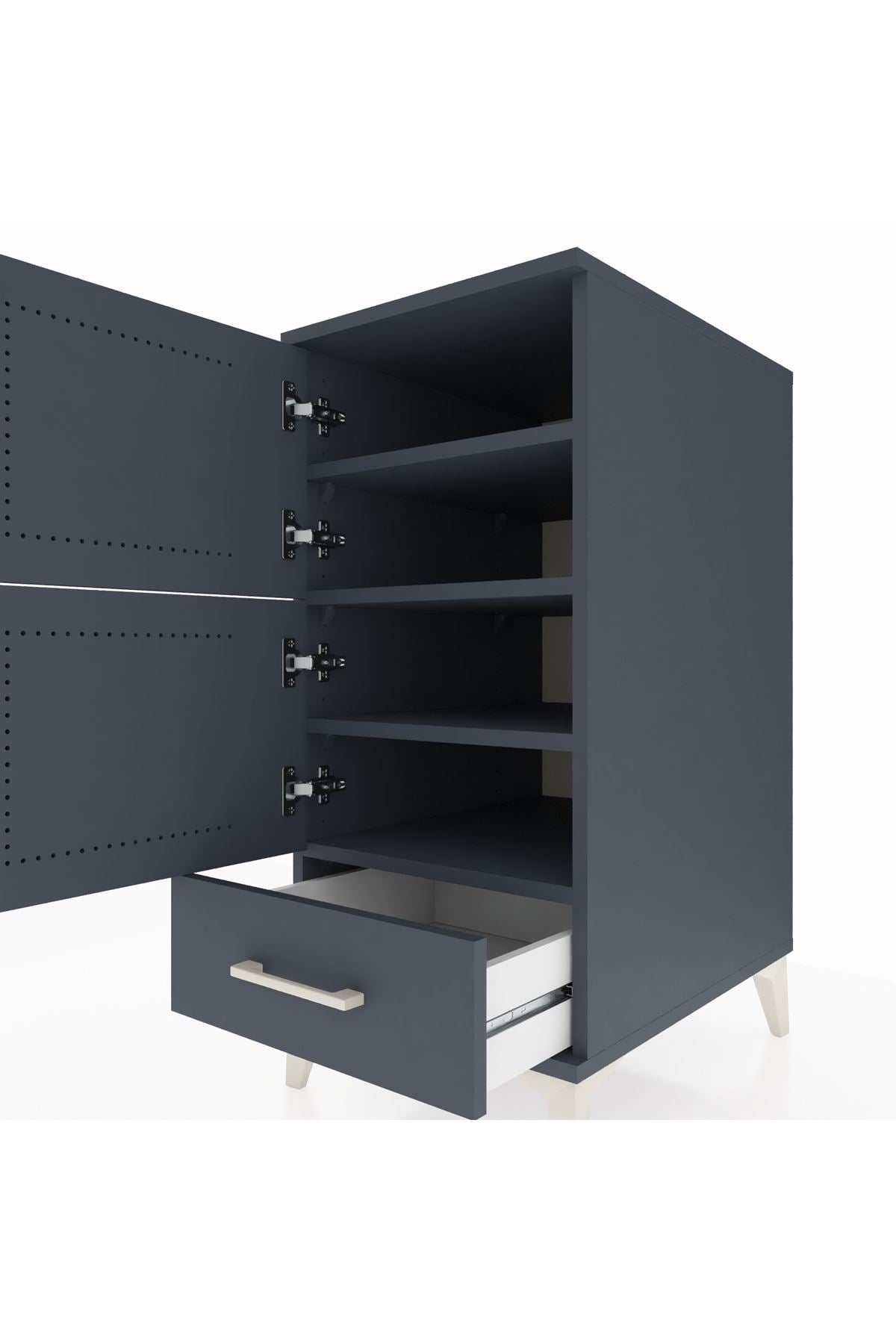 Kronos Komodin 4 Raflı Tek Çekmeceli Tek Kapaklı 44x59x96 - S75M020V5C