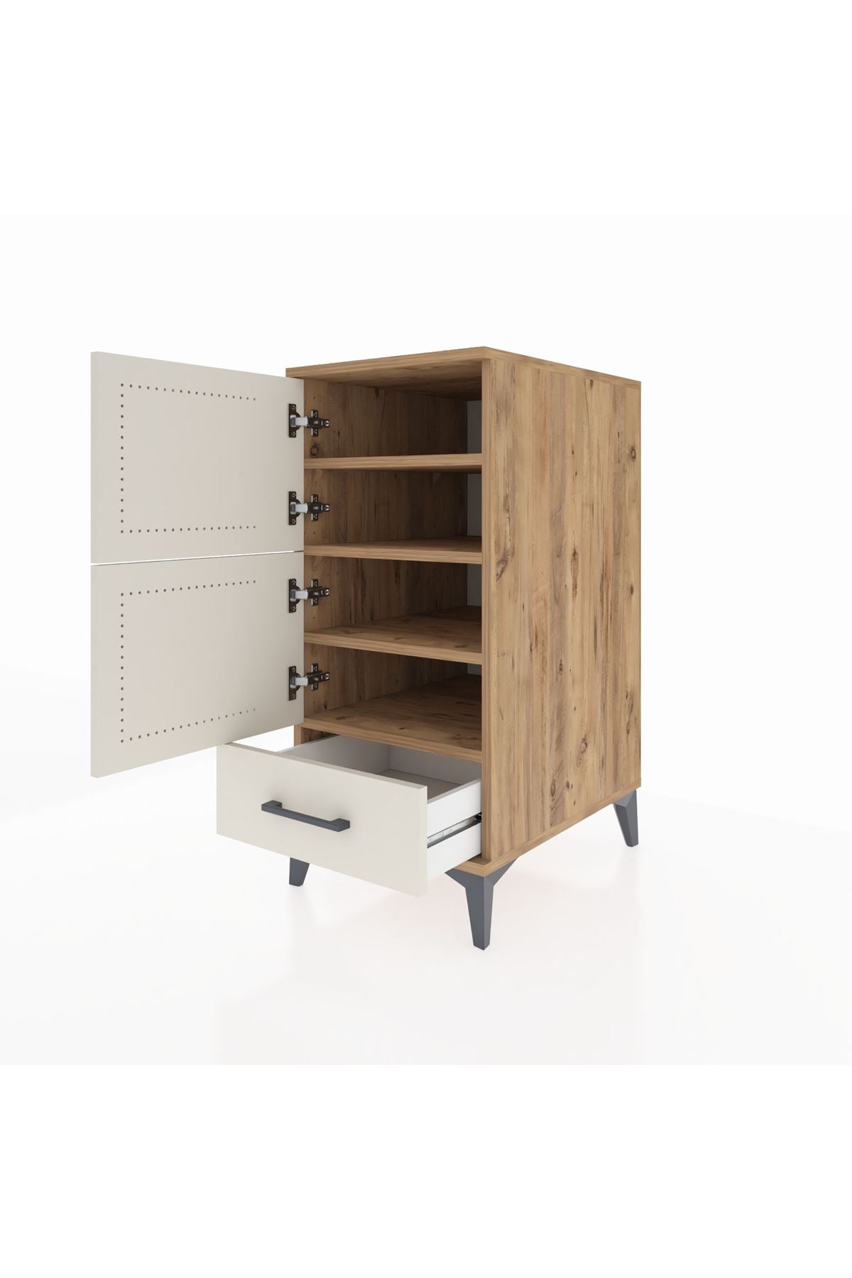 Kronos Komodin 4 Raflı Tek Çekmeceli Tek Kapaklı 44x59x96 - S75M020V7C