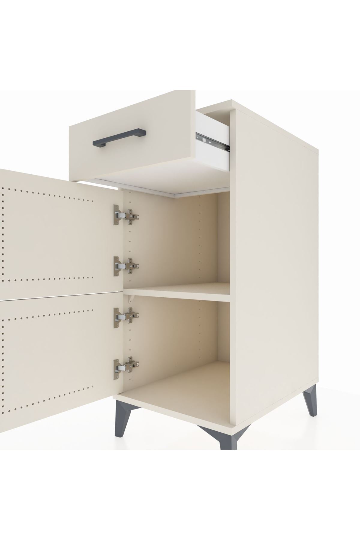 Kronos Komodin Tek Raflı Tek Çekmeceli 2 Kapaklı 44x59x96 - S75M021V1C