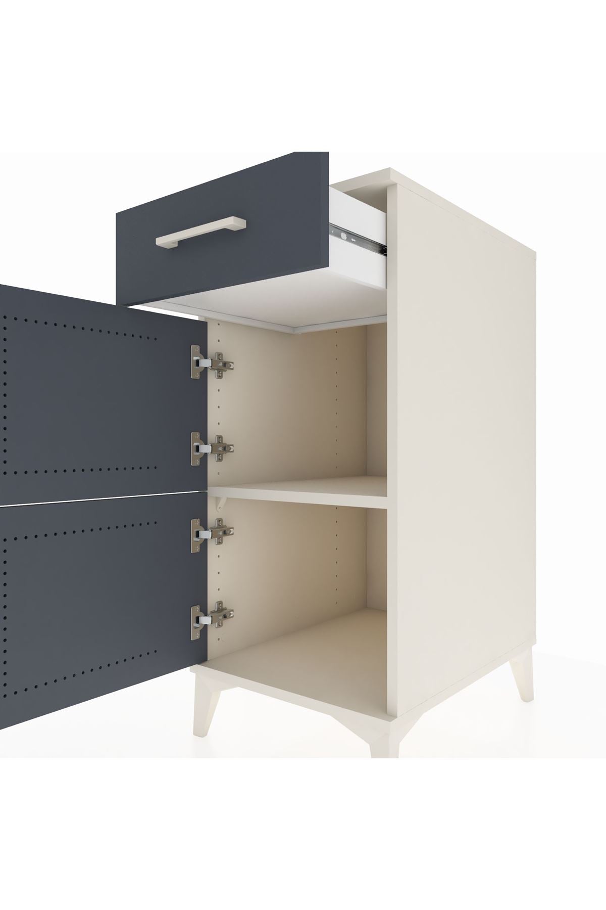 Kronos Komodin Tek Raflı Tek Çekmeceli 2 Kapaklı 44x59x96 - S75M021V2C