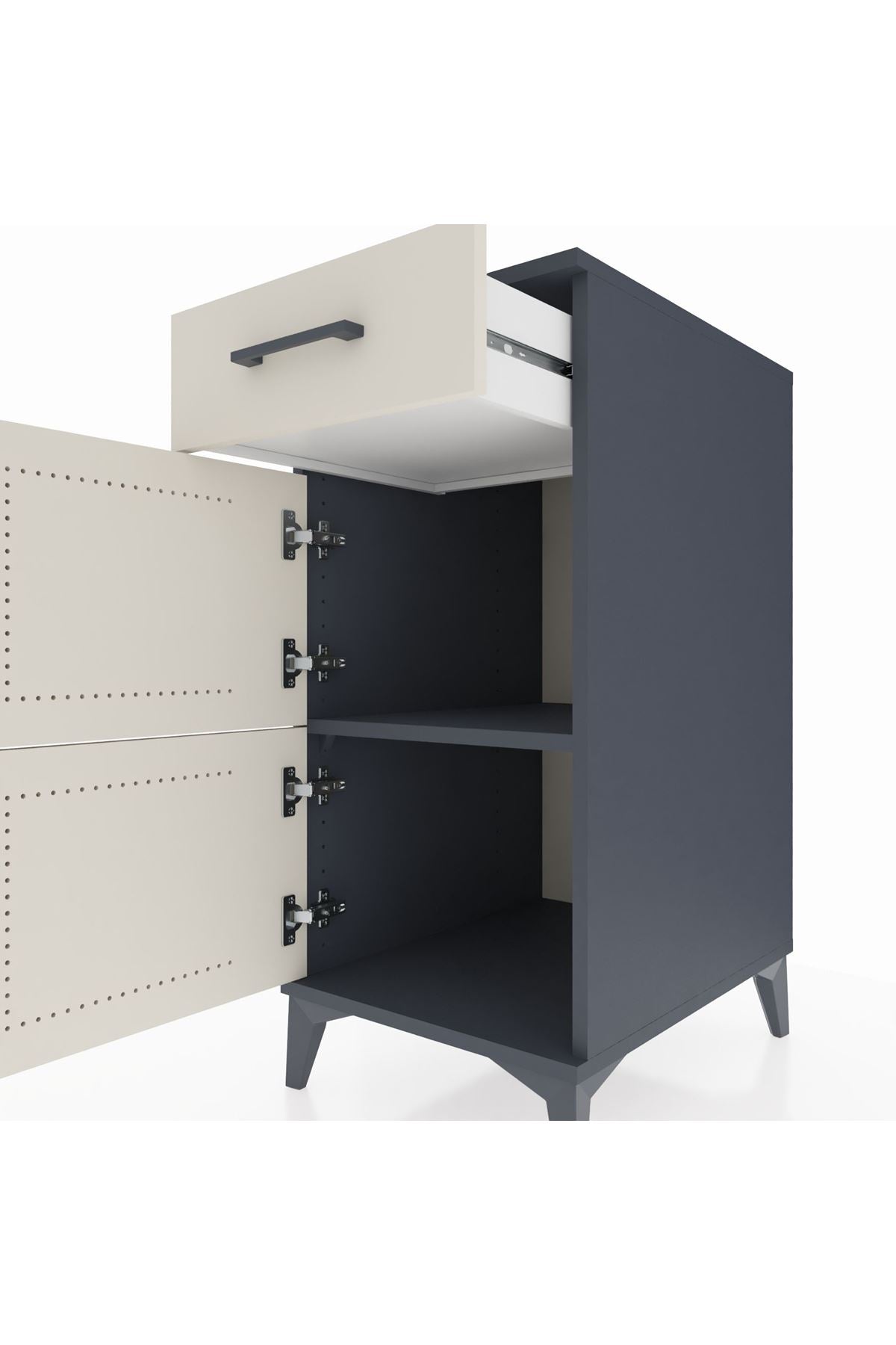 Kronos Komodin Tek Raflı Tek Çekmeceli 2 Kapaklı 44x59x96 - S75M021V4C