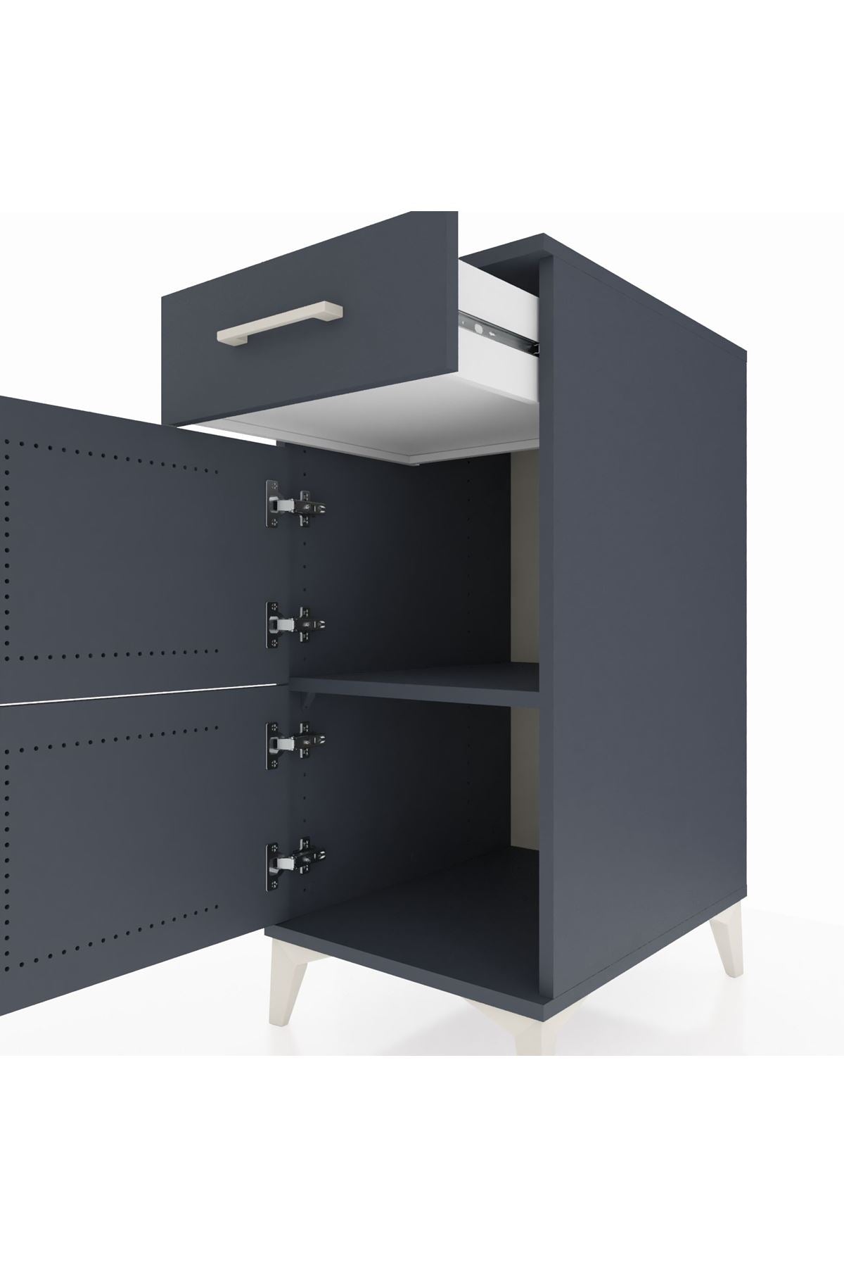 Kronos Komodin Tek Raflı Tek Çekmeceli 2 Kapaklı 44x59x96 - S75M021V5C