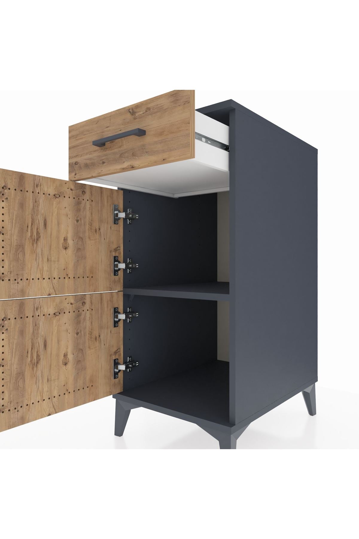 Kronos Komodin Tek Raflı Tek Çekmeceli 2 Kapaklı 44x59x96 - S75M021V6C