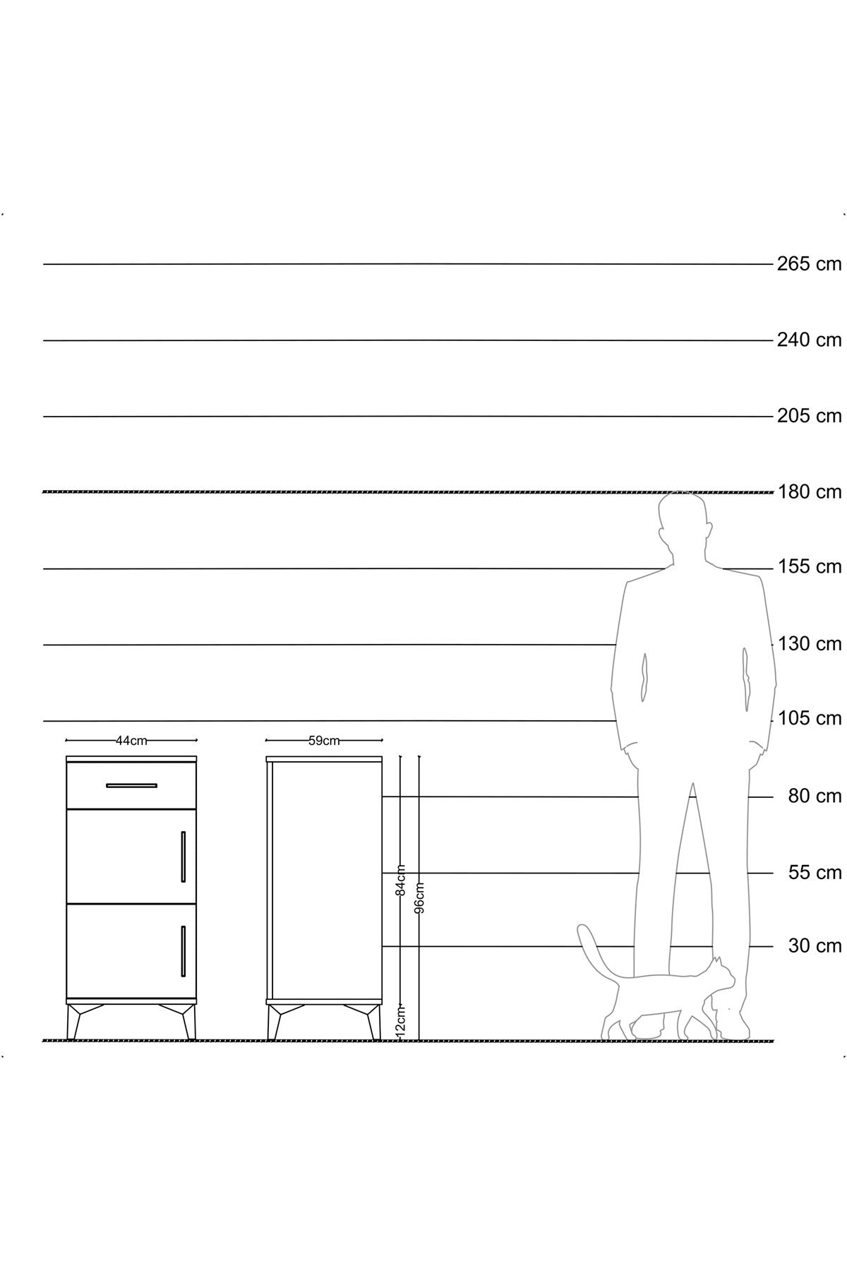 Kronos Komodin Tek Raflı Tek Çekmeceli 2 Kapaklı 44x59x96 - S75M021V6C