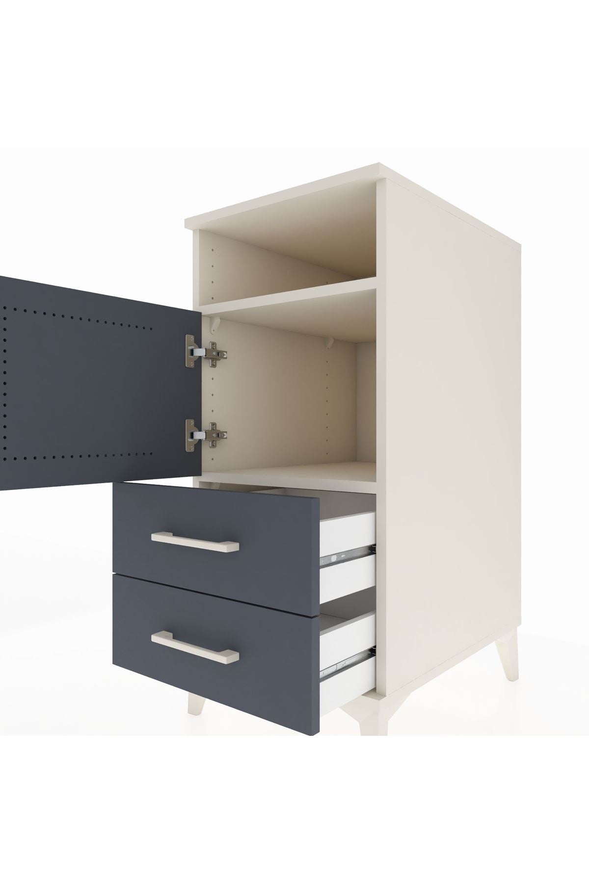 Kronos Komodin 2 Raflı 2 Çekmeceli Tek Kapaklı 44x59x96 - S75M023V2C