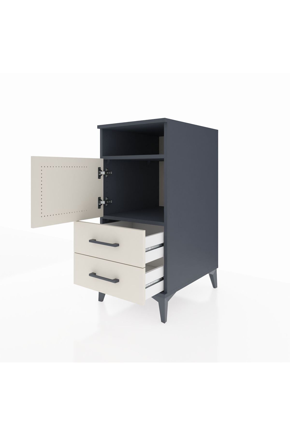 Kronos Komodin 2 Raflı 2 Çekmeceli Tek Kapaklı 44x59x96 - S75M023V4C