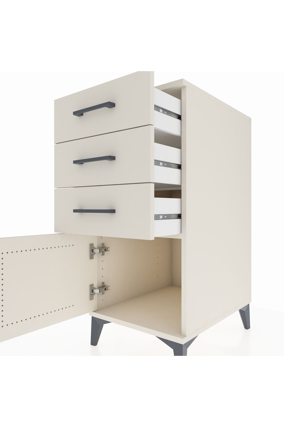 Kronos Komodin 3 Çekmeceli Tek Kapaklı 44x59x96 - S75M024V1C