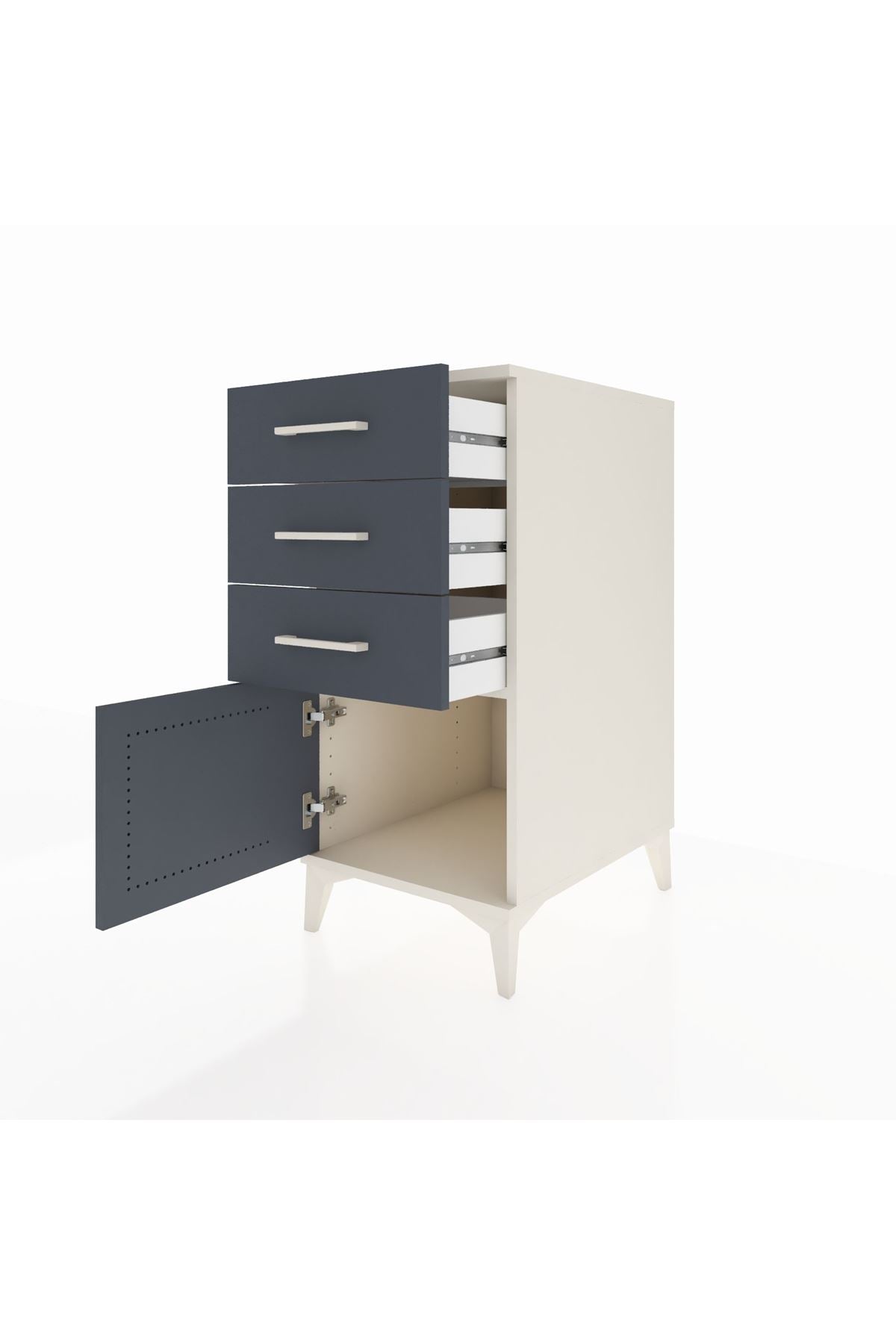Kronos Komodin 3 Çekmeceli Tek Kapaklı 44x59x96 - S75M024V2C