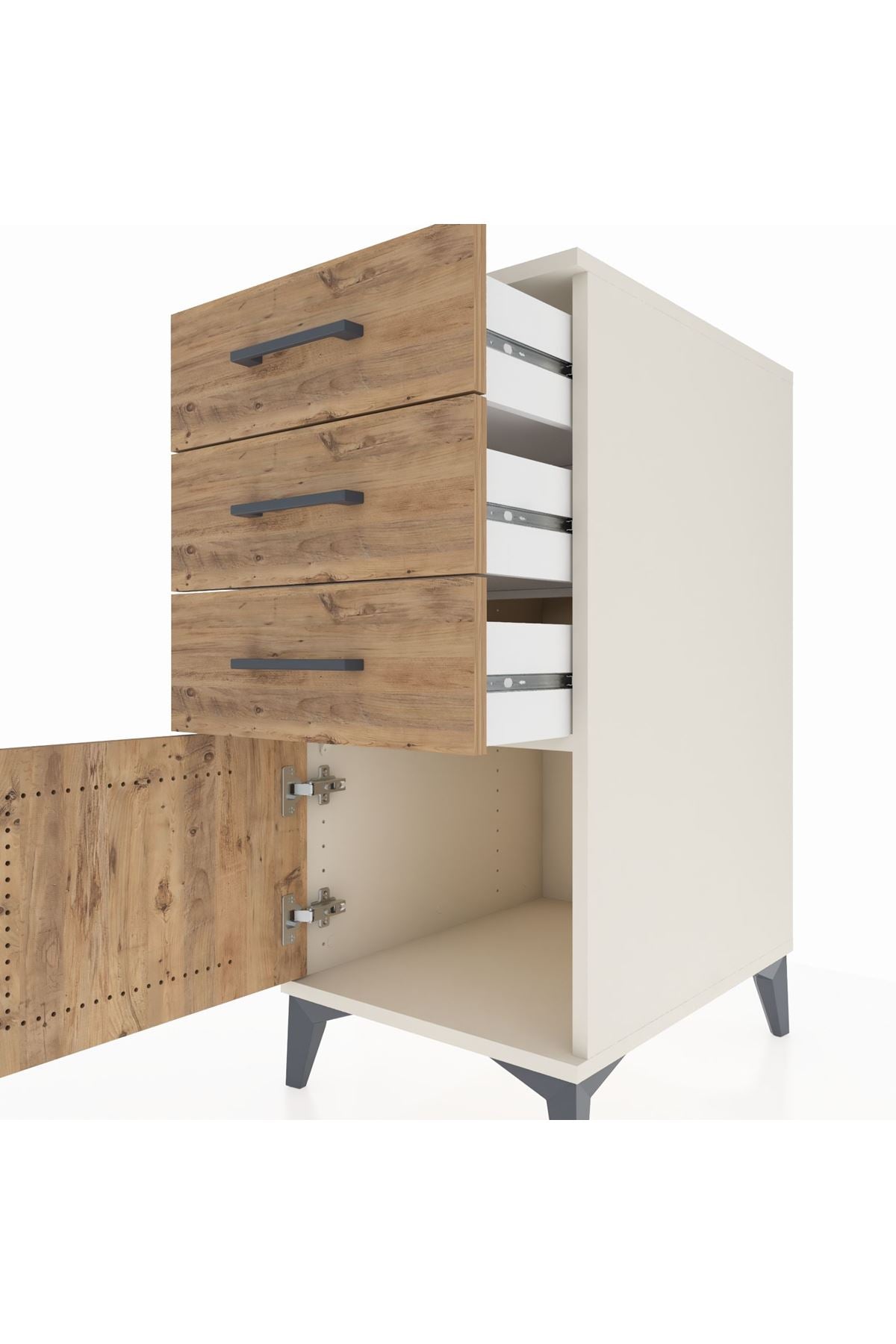 Kronos Komodin 3 Çekmeceli Tek Kapaklı 44x59x96 - S75M024V3C