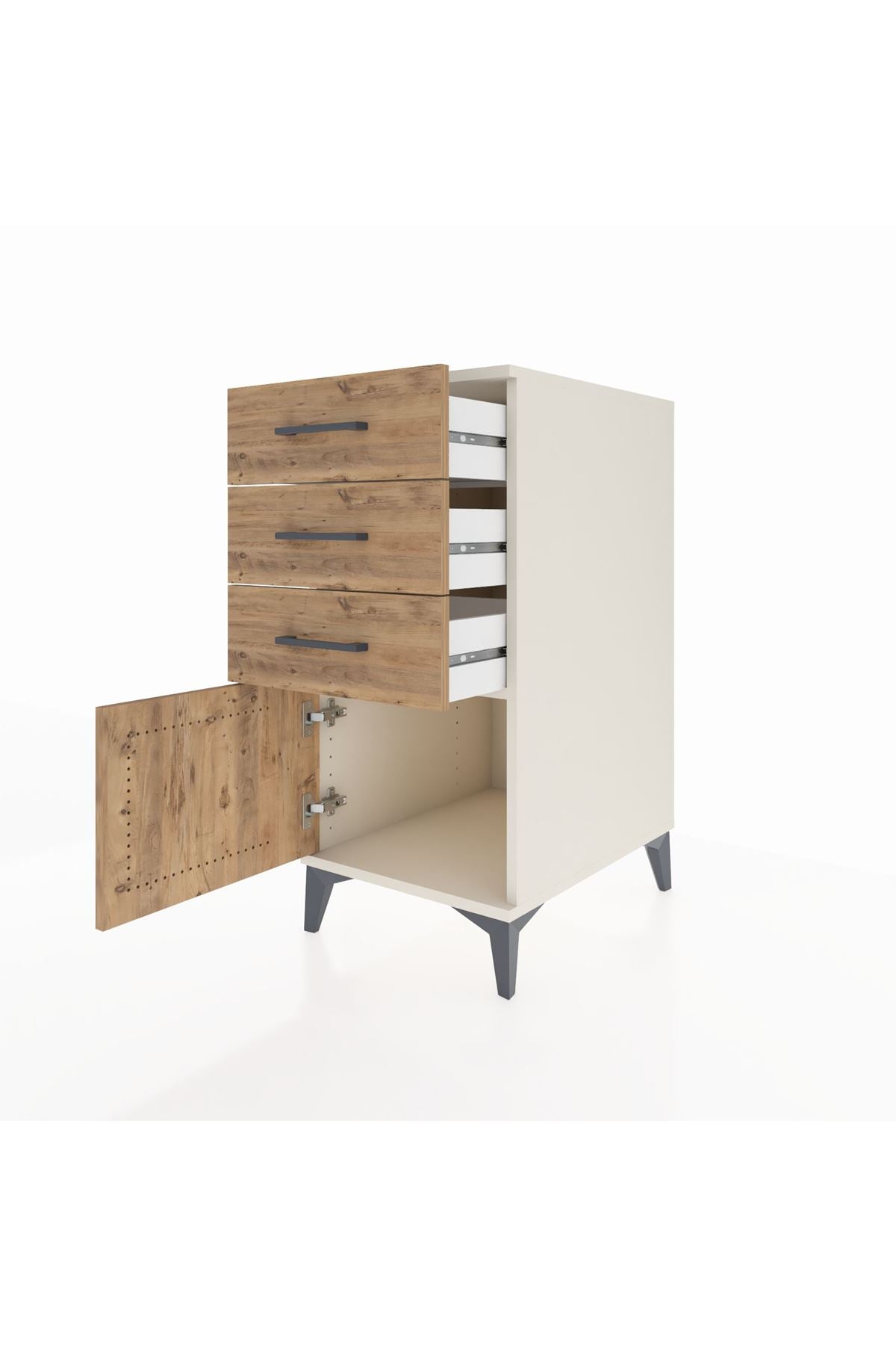 Kronos Komodin 3 Çekmeceli Tek Kapaklı 44x59x96 - S75M024V3C