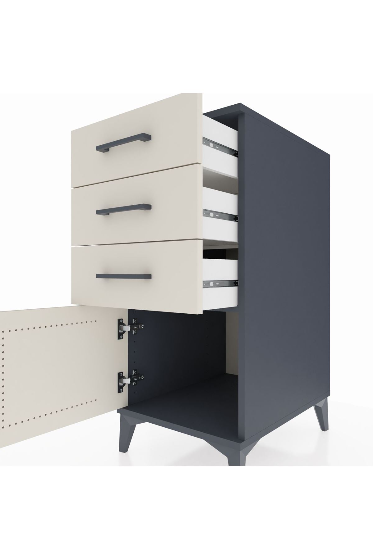 Kronos Komodin 3 Çekmeceli Tek Kapaklı 44x59x96 - S75M024V4C