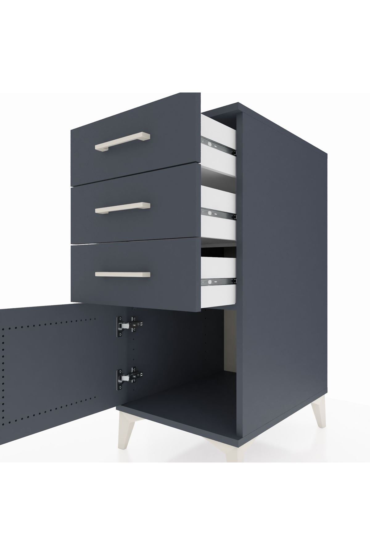 Kronos Komodin 3 Çekmeceli Tek Kapaklı 44x59x96 - S75M024V5C
