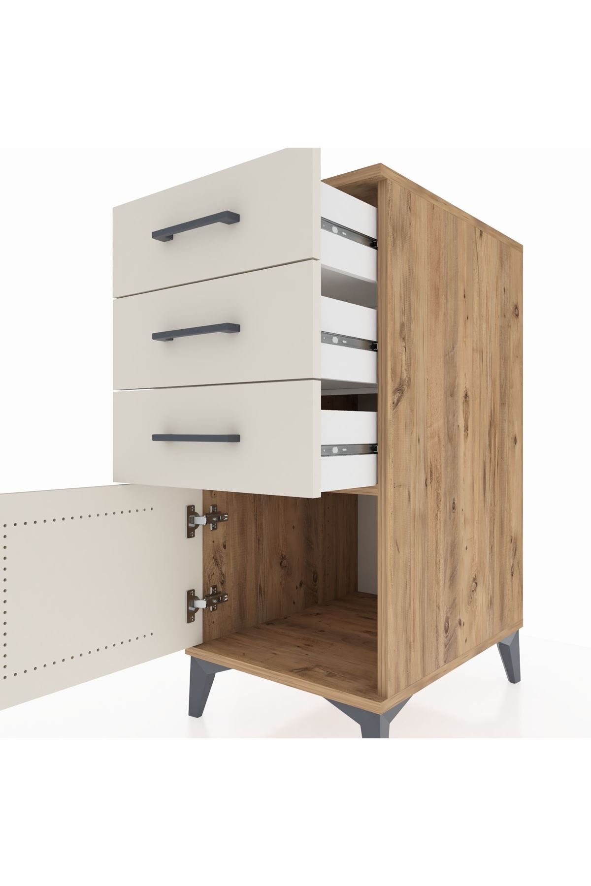 Kronos Komodin 3 Çekmeceli Tek Kapaklı 44x59x96 - S75M024V7C