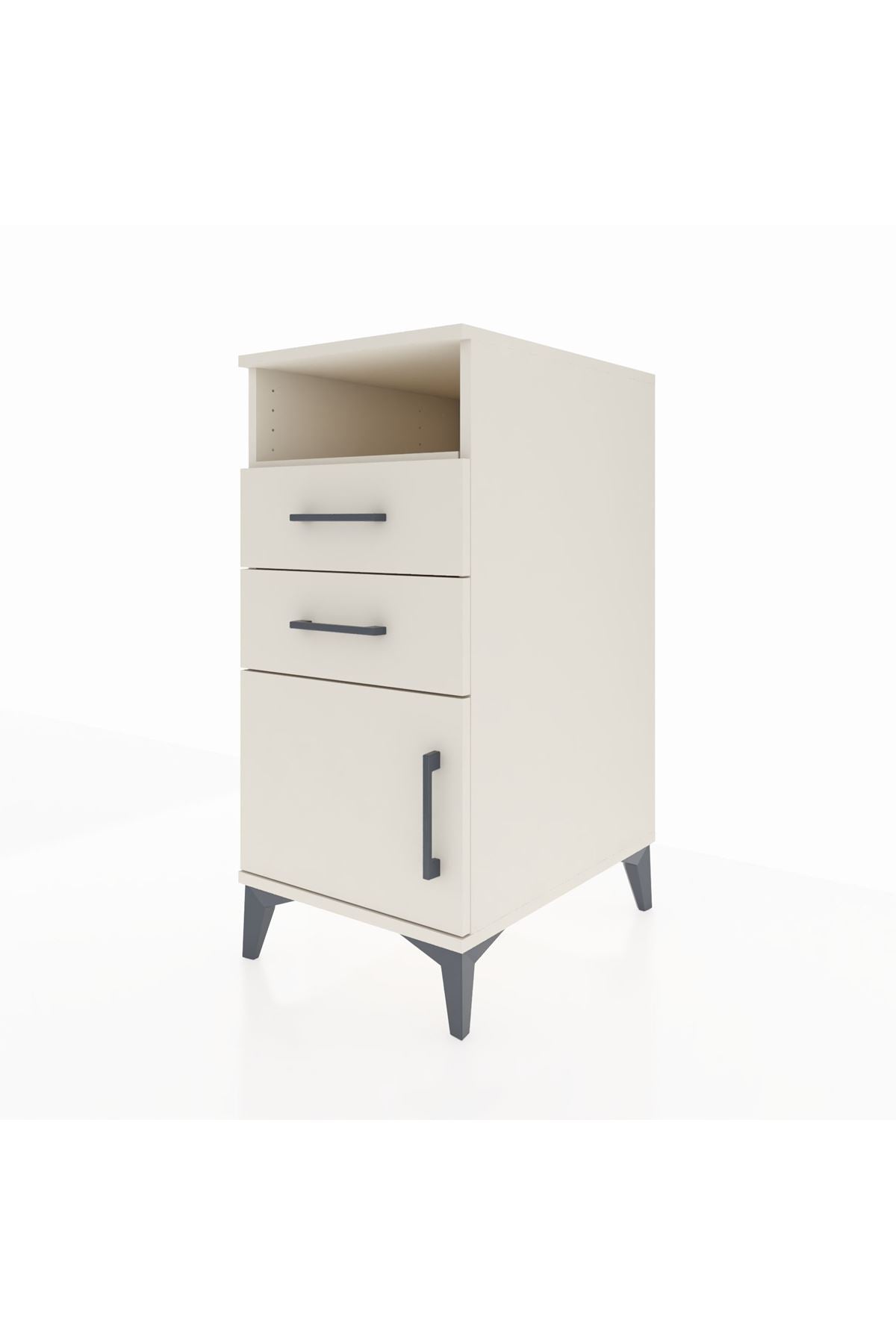 Kronos Komodin Tek Raflı 2 Çekmeceli Tek Kapaklı 44x59x96 - S75M025V1C