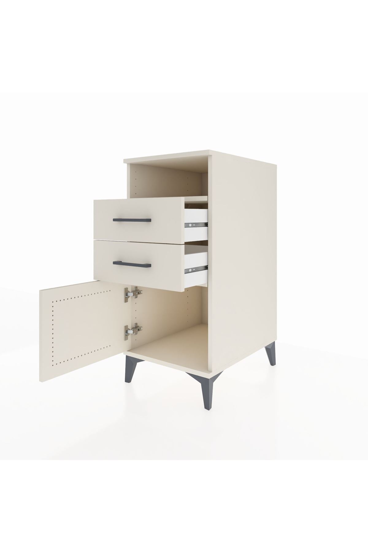 Kronos Komodin Tek Raflı 2 Çekmeceli Tek Kapaklı 44x59x96 - S75M025V1C