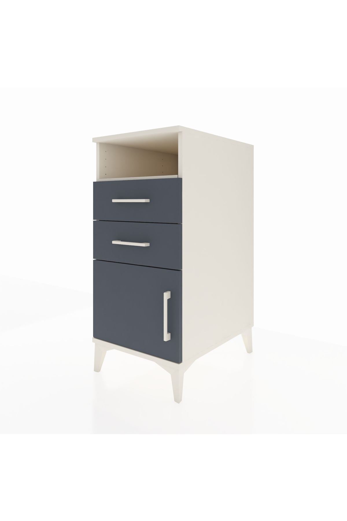 Kronos Komodin Tek Raflı 2 Çekmeceli Tek Kapaklı 44x59x96 - S75M025V2C