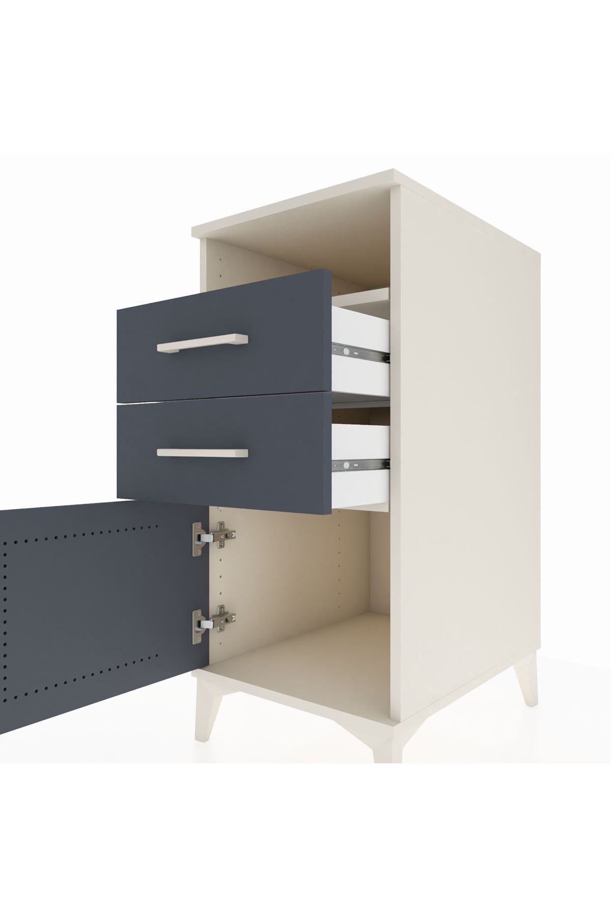 Kronos Komodin Tek Raflı 2 Çekmeceli Tek Kapaklı 44x59x96 - S75M025V2C