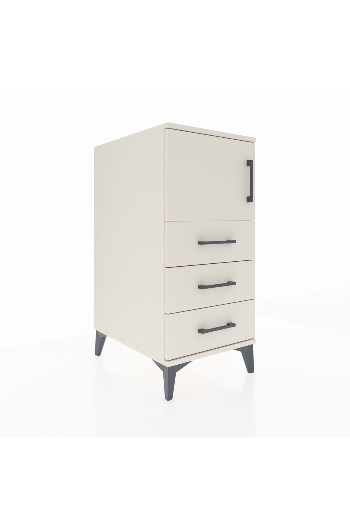 Kronos Komodin Tek Raflı 3 Çekmeceli Tek Kapaklı 44x59x96 - S75M026V1C