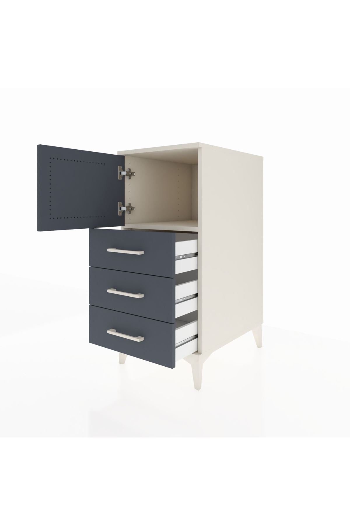 Kronos Komodin Tek Raflı 3 Çekmeceli Tek Kapaklı 44x59x96 - S75M026V2C