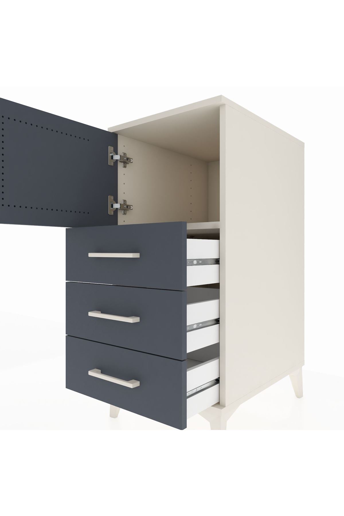 Kronos Komodin Tek Raflı 3 Çekmeceli Tek Kapaklı 44x59x96 - S75M026V2C