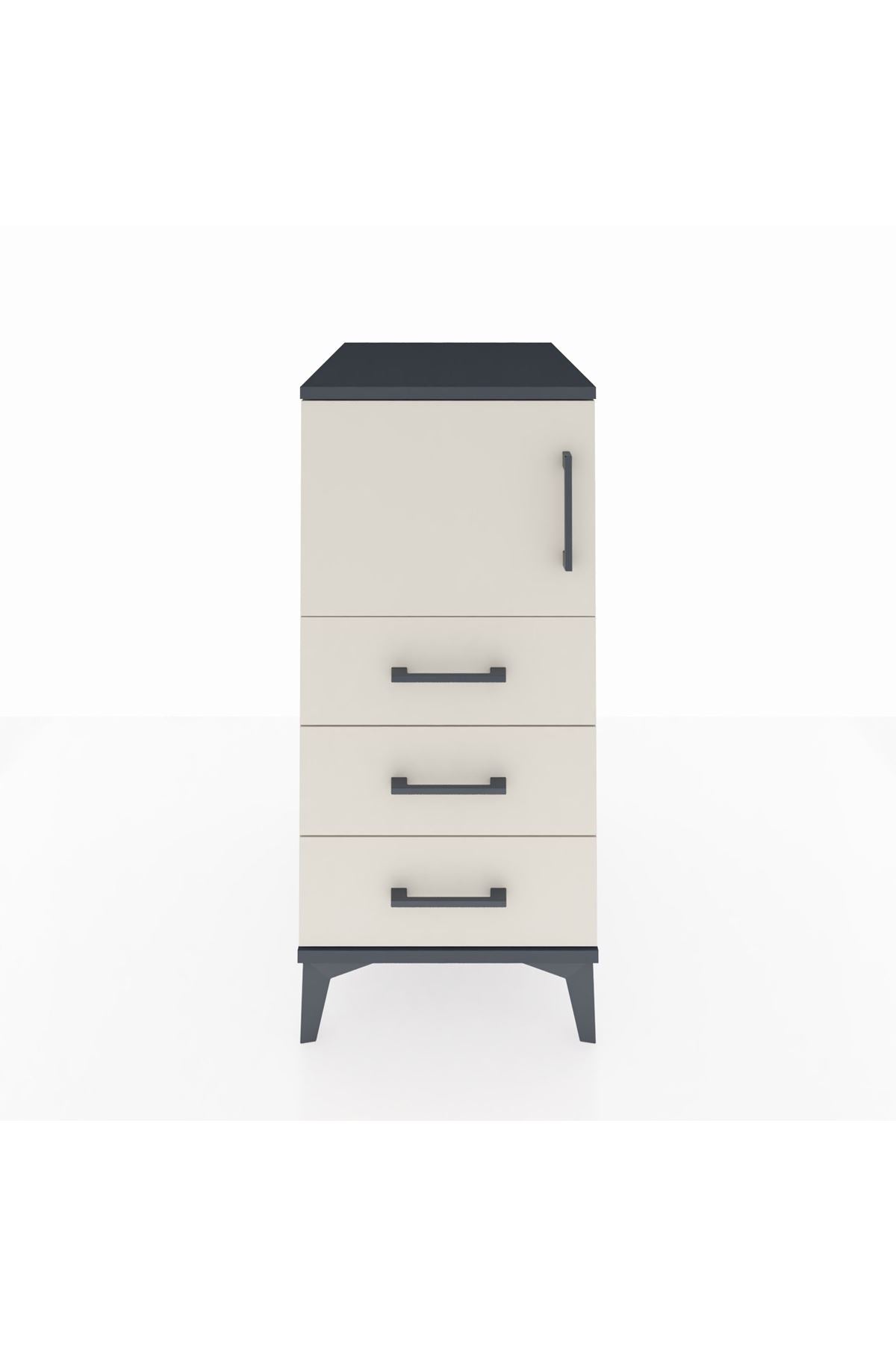 Kronos Komodin Tek Raflı 3 Çekmeceli Tek Kapaklı 44x59x96 - S75M026V4C