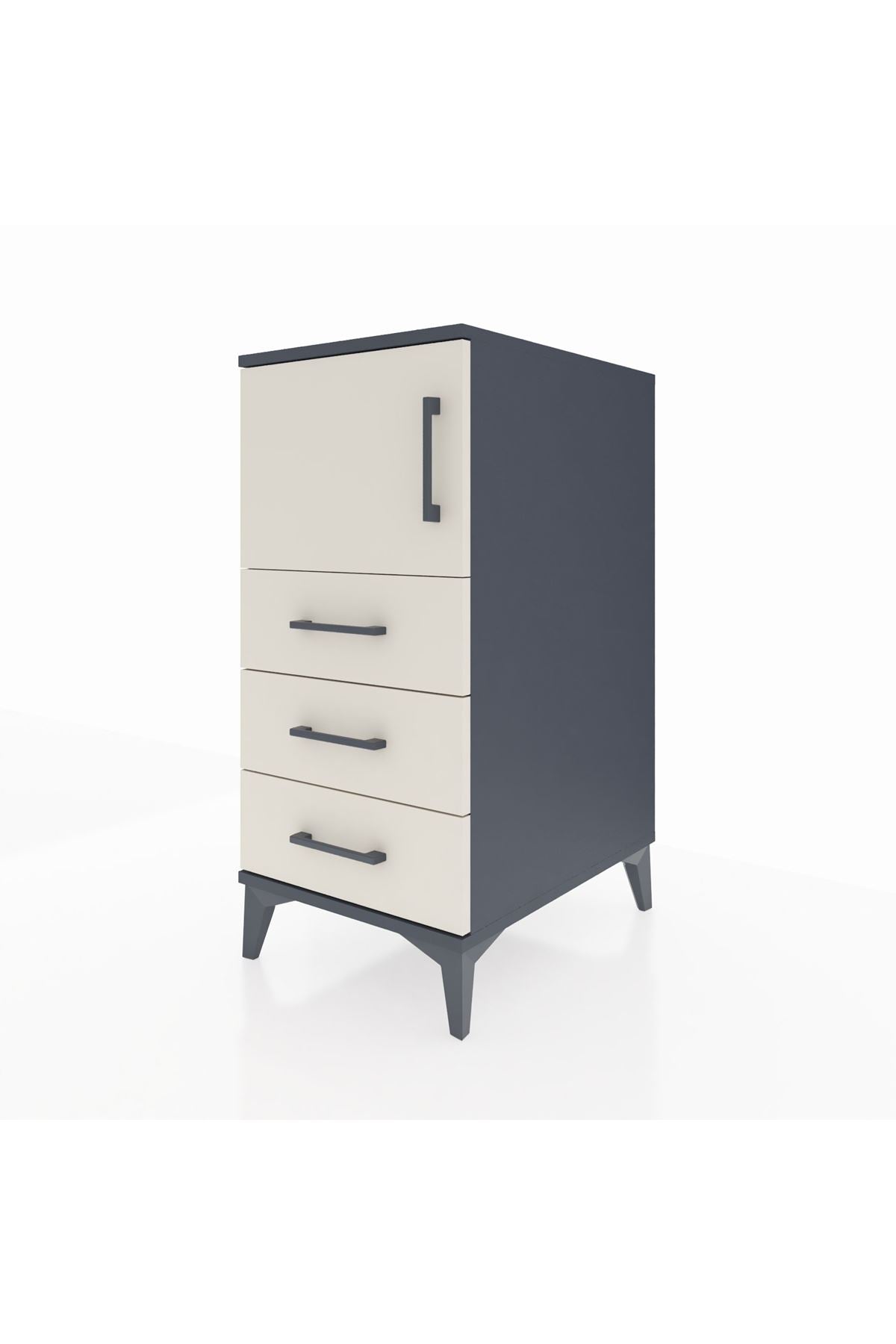 Kronos Komodin Tek Raflı 3 Çekmeceli Tek Kapaklı 44x59x96 - S75M026V4C