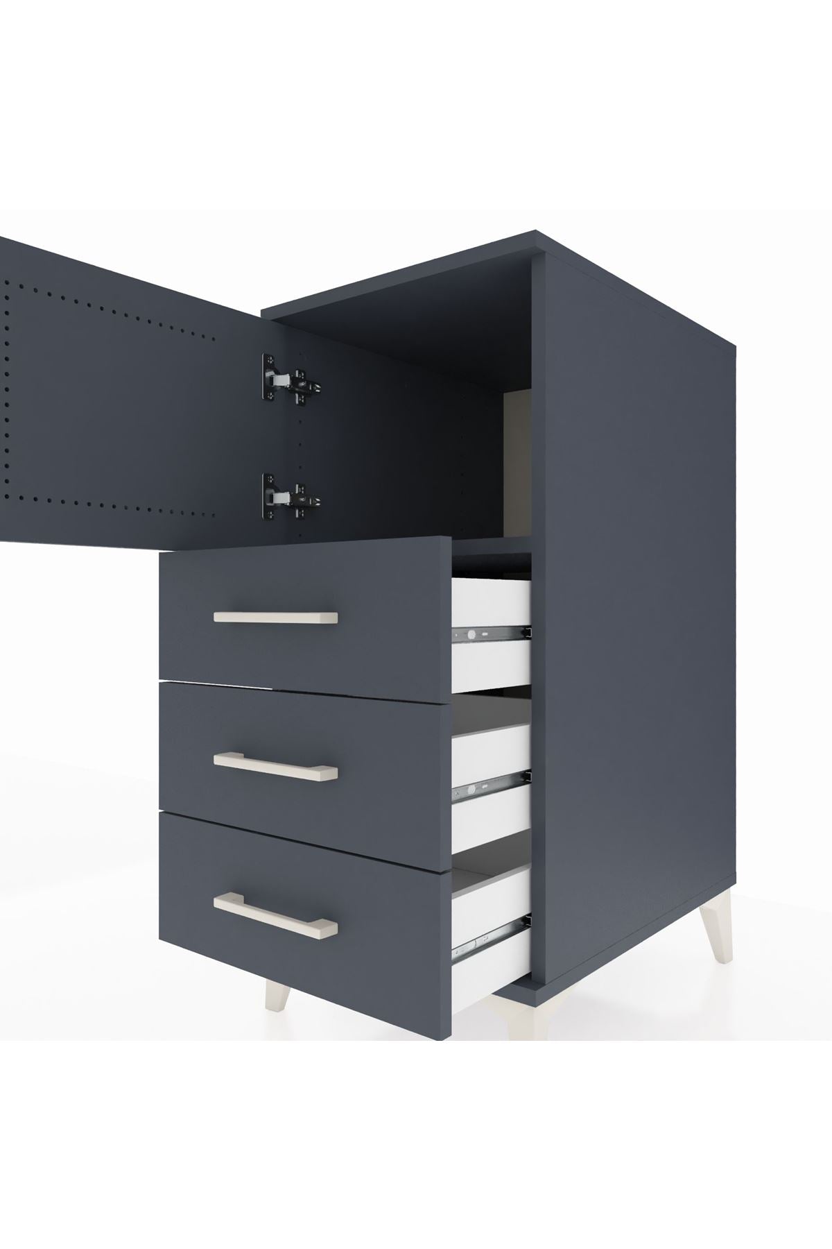 Kronos Komodin Tek Raflı 3 Çekmeceli Tek Kapaklı 44x59x96 - S75M026V5C