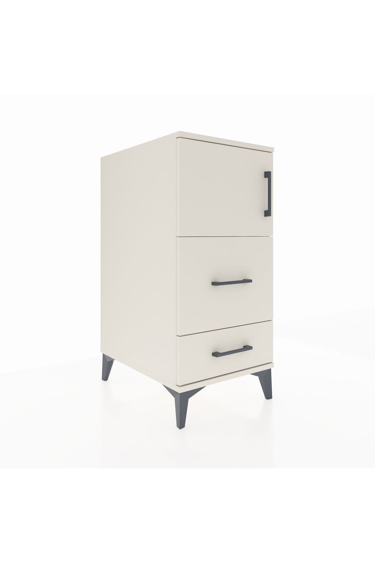 Kronos Komodin Tek Raflı 2 Çekmeceli Tek Kapaklı 44x59x96 - S75M027V1C