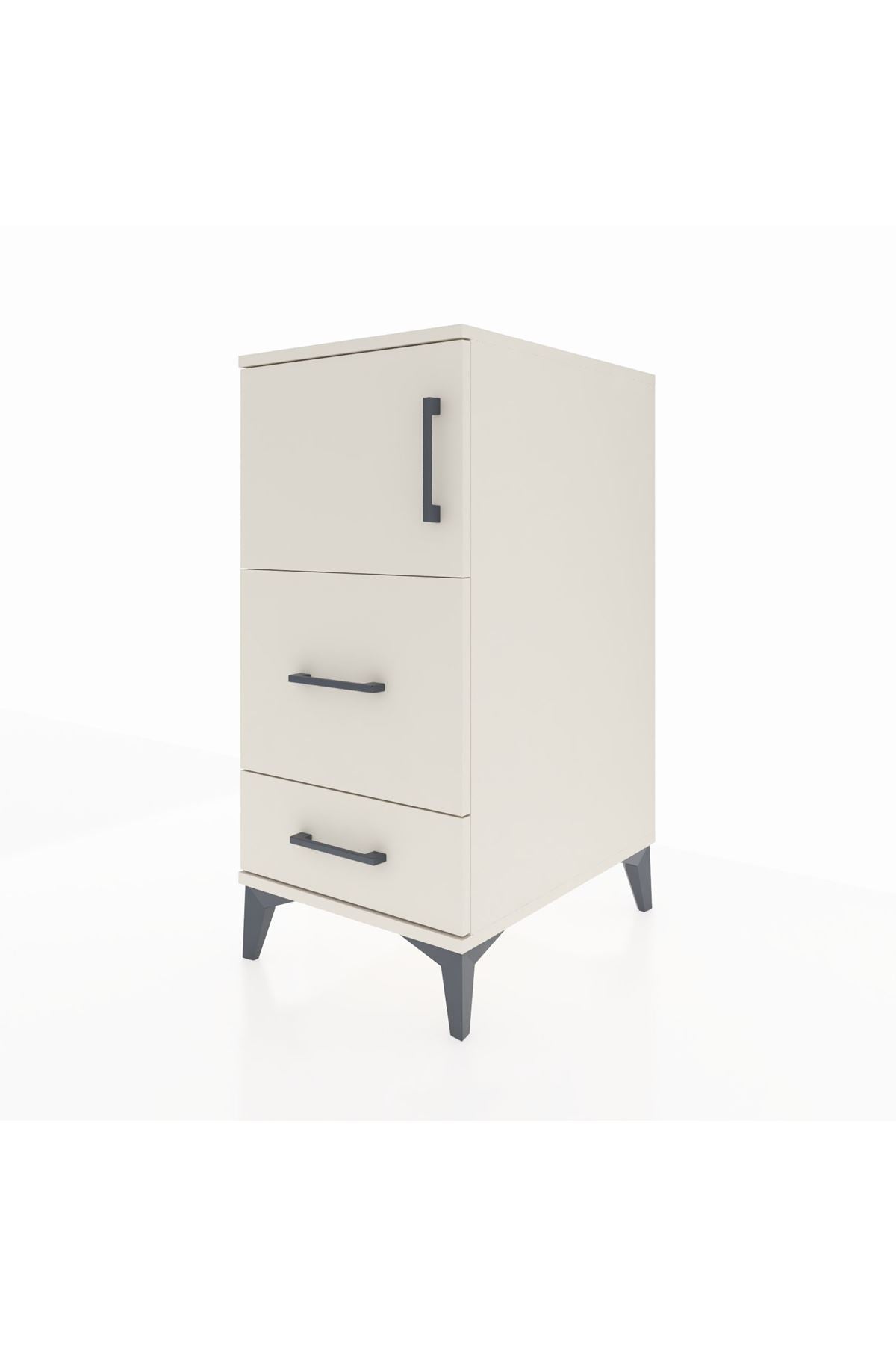 Kronos Komodin Tek Raflı 2 Çekmeceli Tek Kapaklı 44x59x96 - S75M027V1C