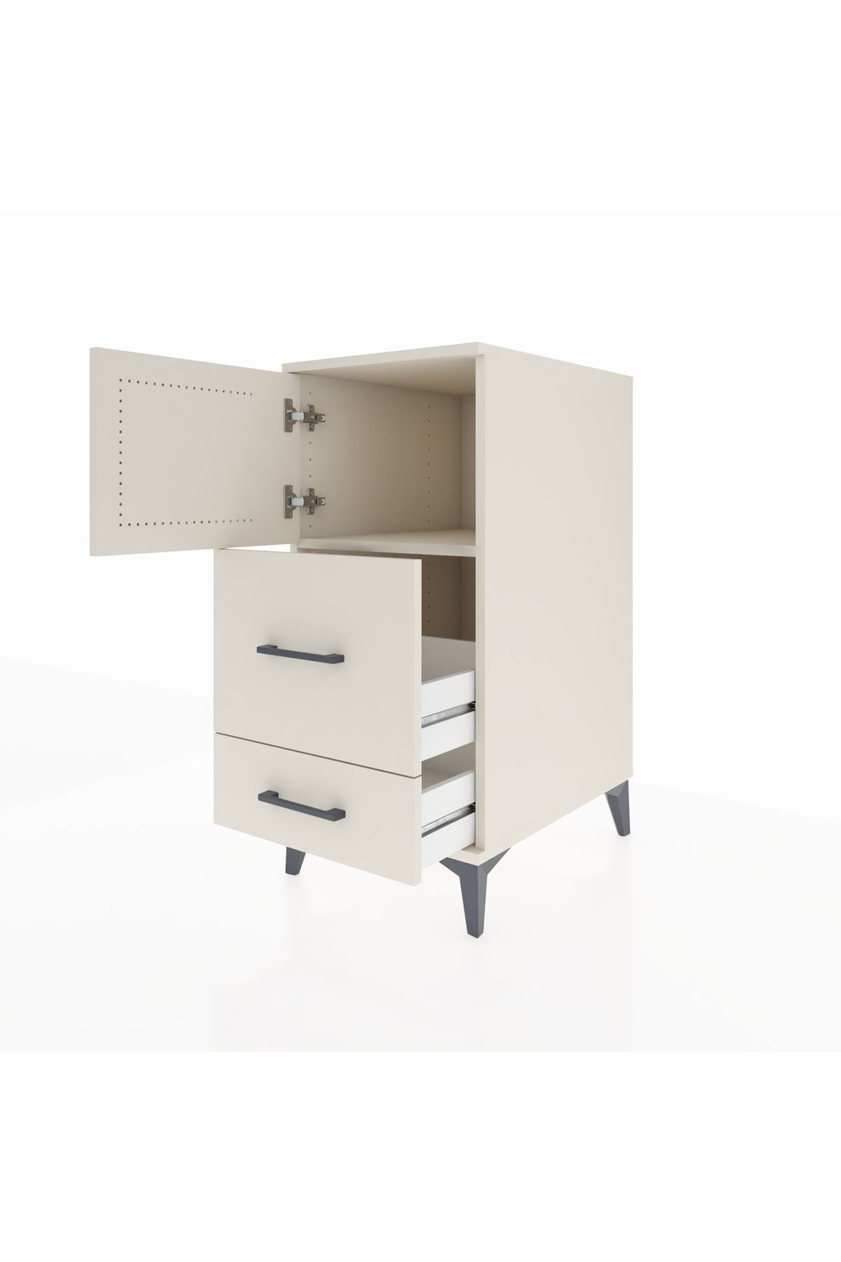 Kronos Komodin Tek Raflı 2 Çekmeceli Tek Kapaklı 44x59x96 - S75M027V1C