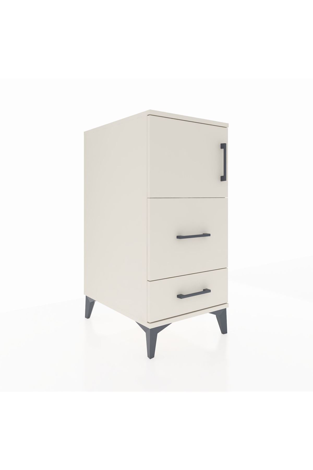 Kronos Komodin Tek Raflı 2 Çekmeceli Tek Kapaklı 44x59x96 - S75M028V1C