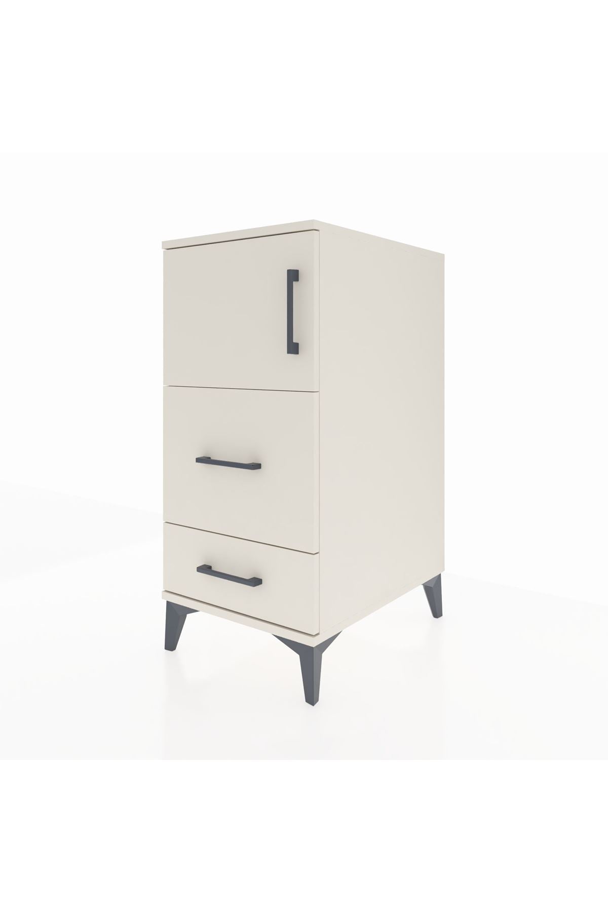 Kronos Komodin Tek Raflı 2 Çekmeceli Tek Kapaklı 44x59x96 - S75M028V1C