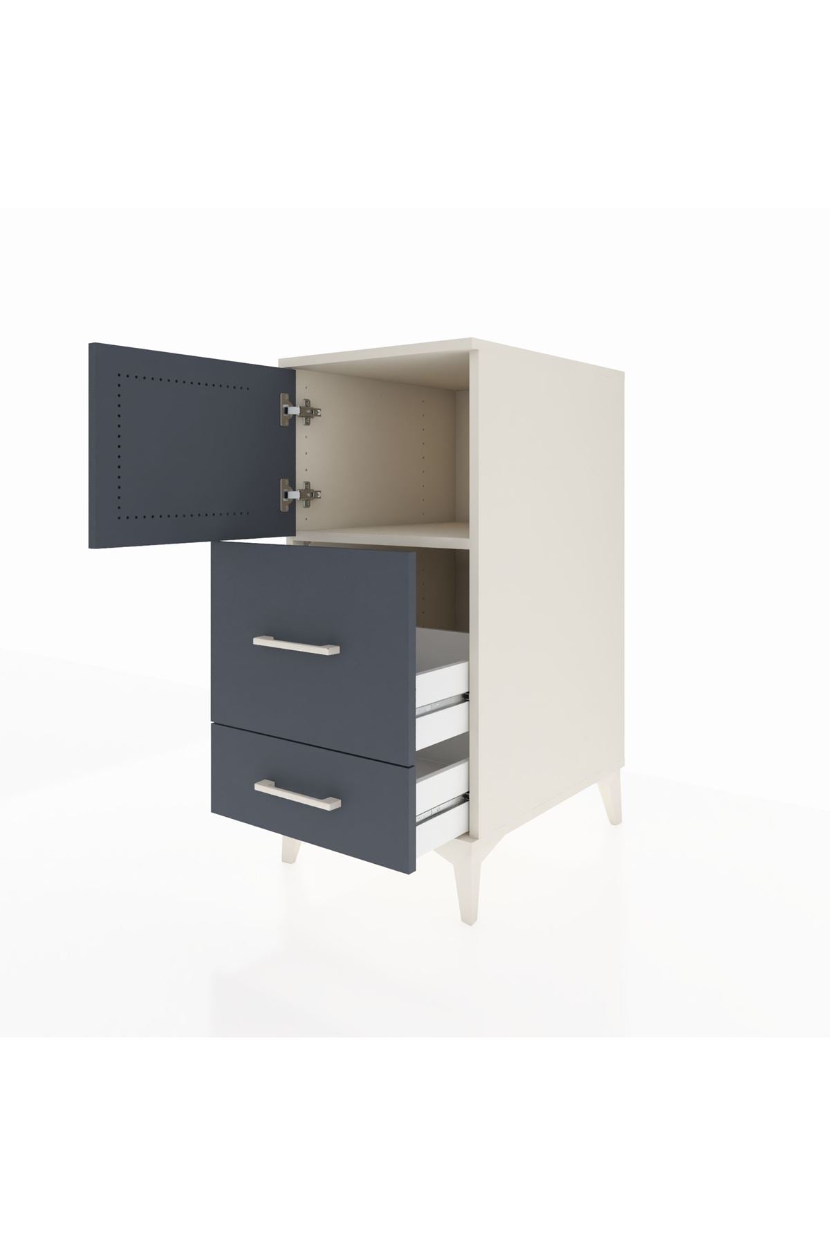 Kronos Komodin Tek Raflı 2 Çekmeceli Tek Kapaklı 44x59x96 - S75M028V2C