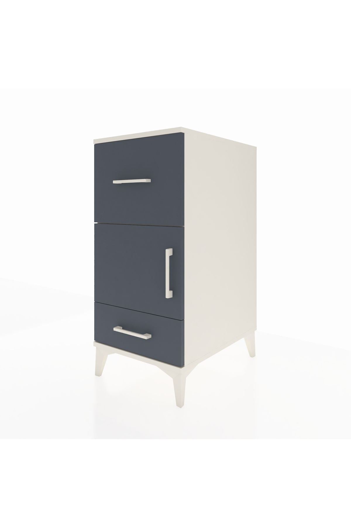 Kronos Komodin Tek Raflı 2 Çekmeceli Tek Kapaklı 44x59x96 - S75M029V2C