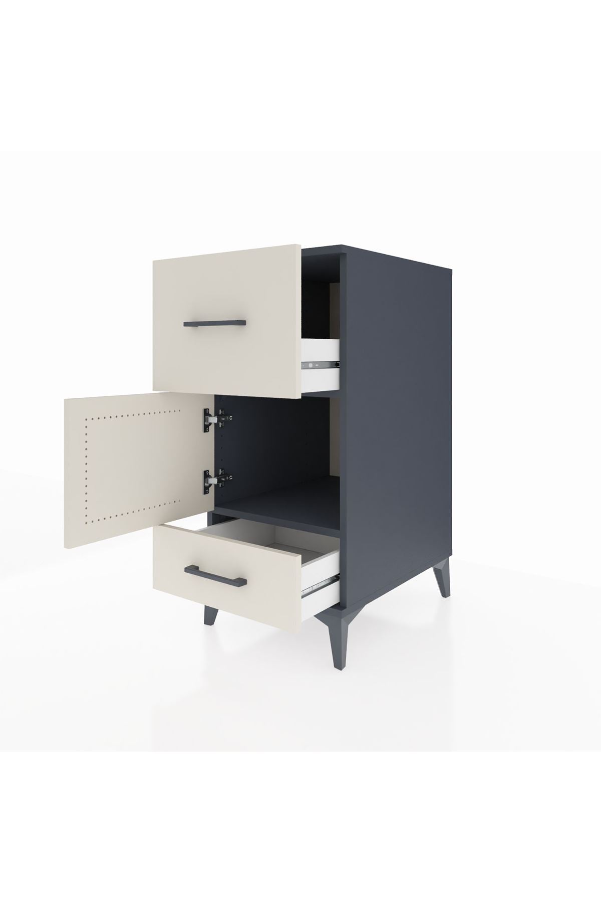 Kronos Komodin Tek Raflı 2 Çekmeceli Tek Kapaklı 44x59x96 - S75M029V4C