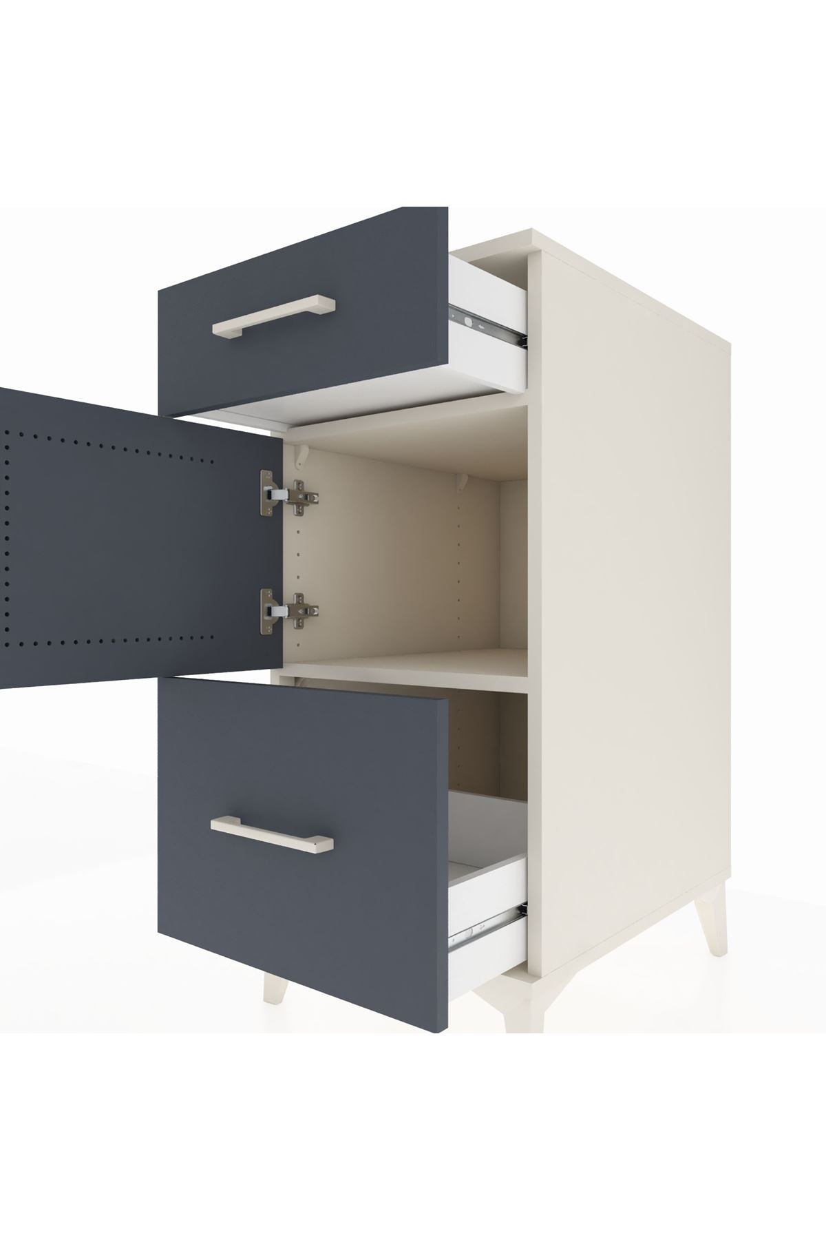 Kronos Komodin Tek Raflı 2 Çekmeceli Tek Kapaklı 44x59x96 - S75M030V2C