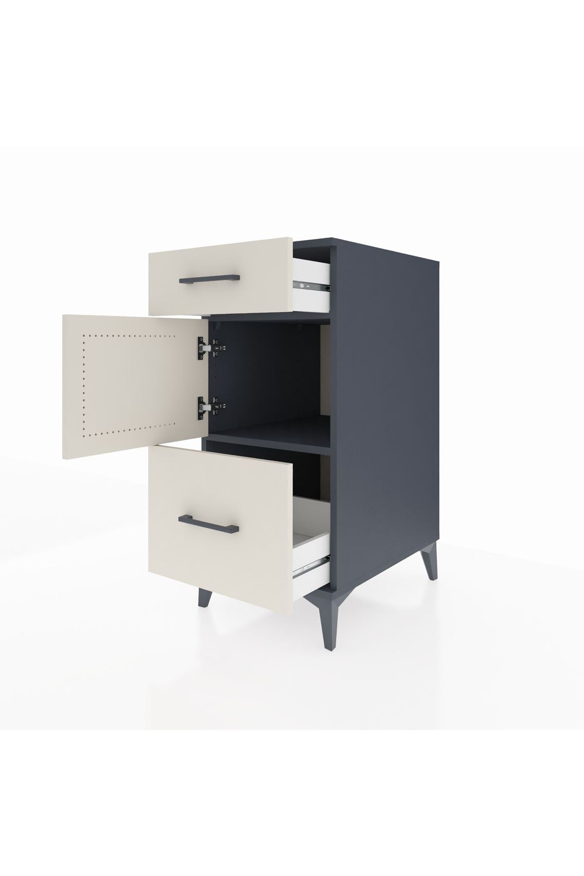 Kronos Komodin Tek Raflı 2 Çekmeceli Tek Kapaklı 44x59x96 - S75M030V4C