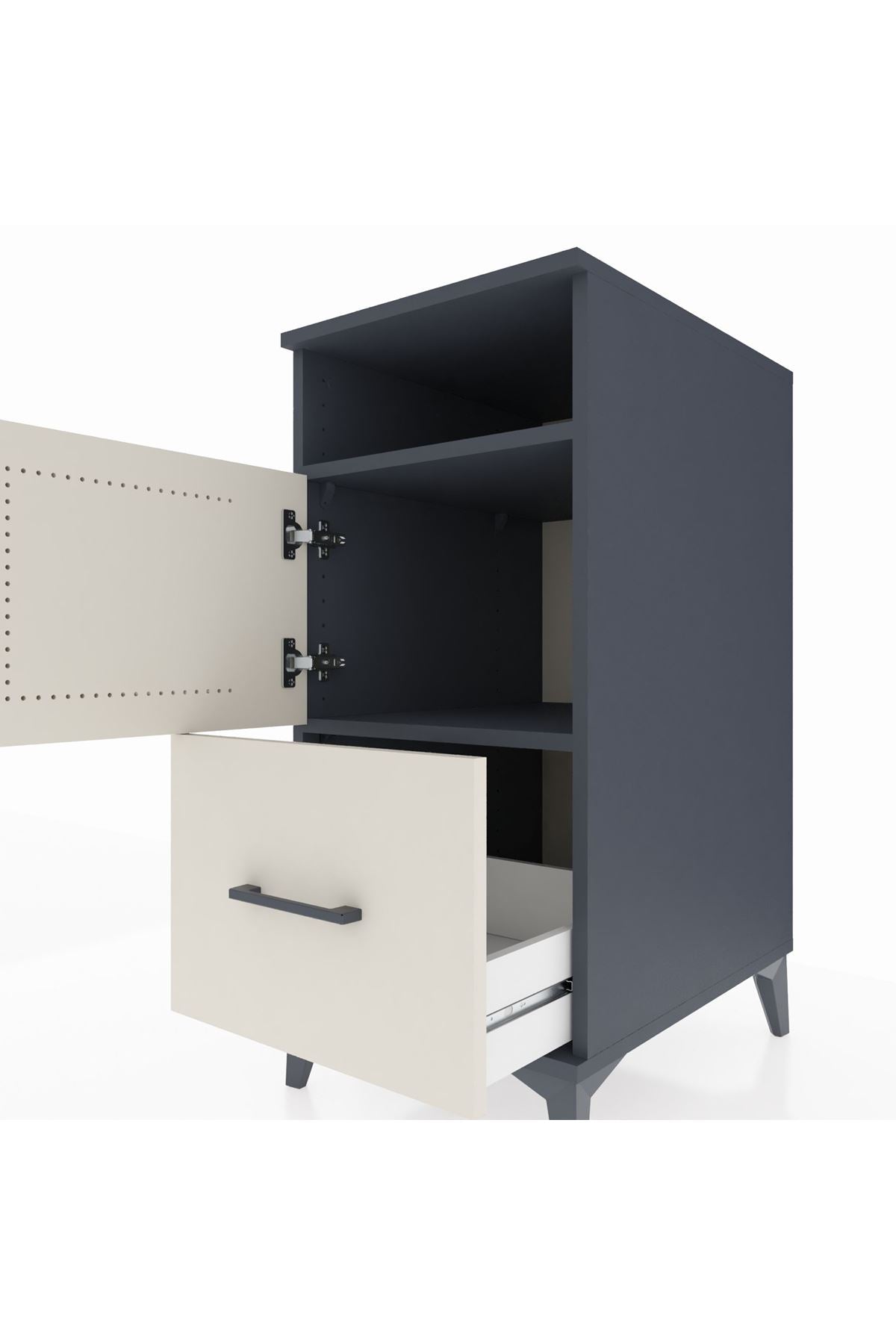 Kronos Komodin 2 Raflı Tek Çekmeceli Tek Kapaklı 44x59x96 - S75M031V4C